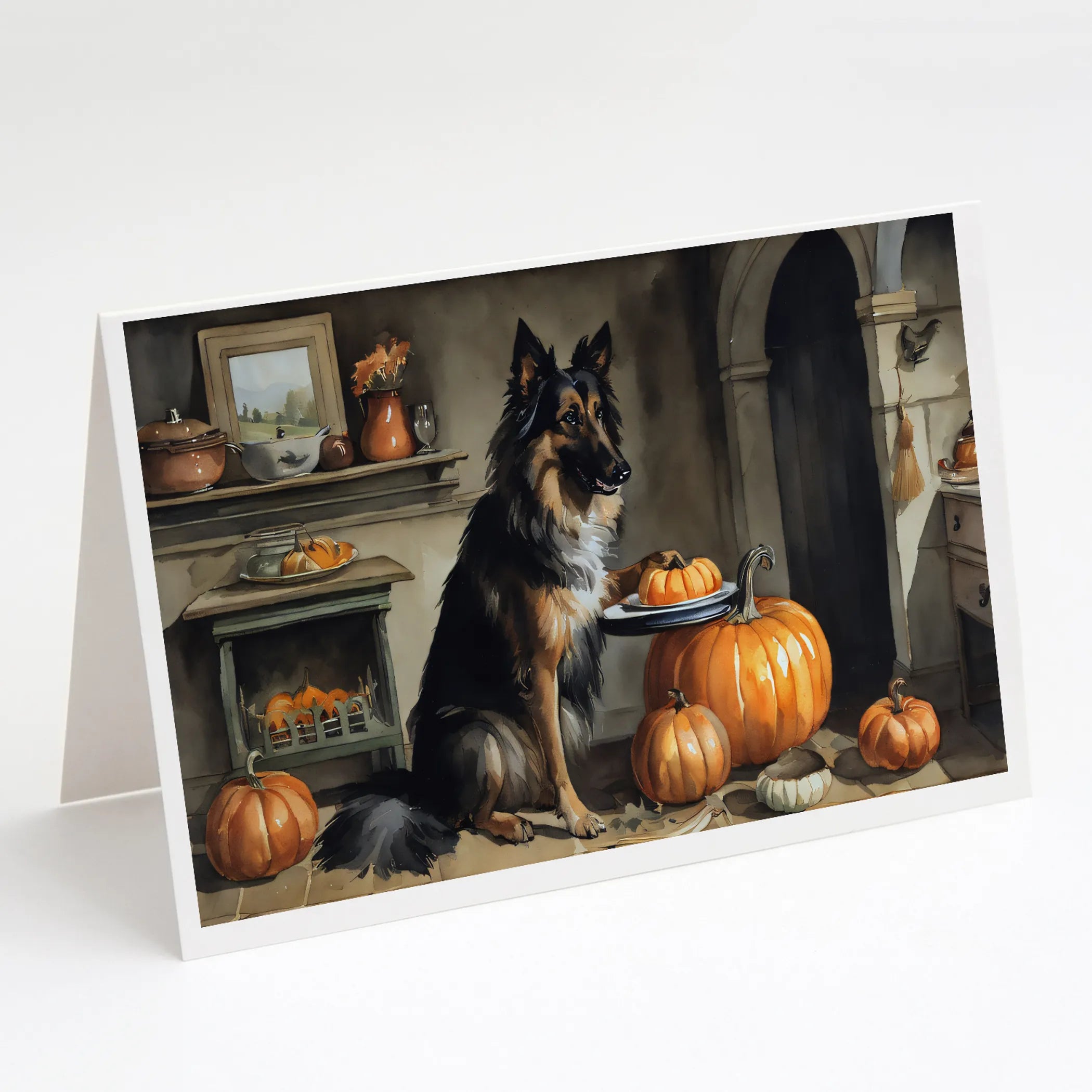 Fall Kitchen Pumpkin Pie Greeting Cards  - Size: 5X7 | Pack Of: 1 | Collection name: Fall kitchen pumpkin pie