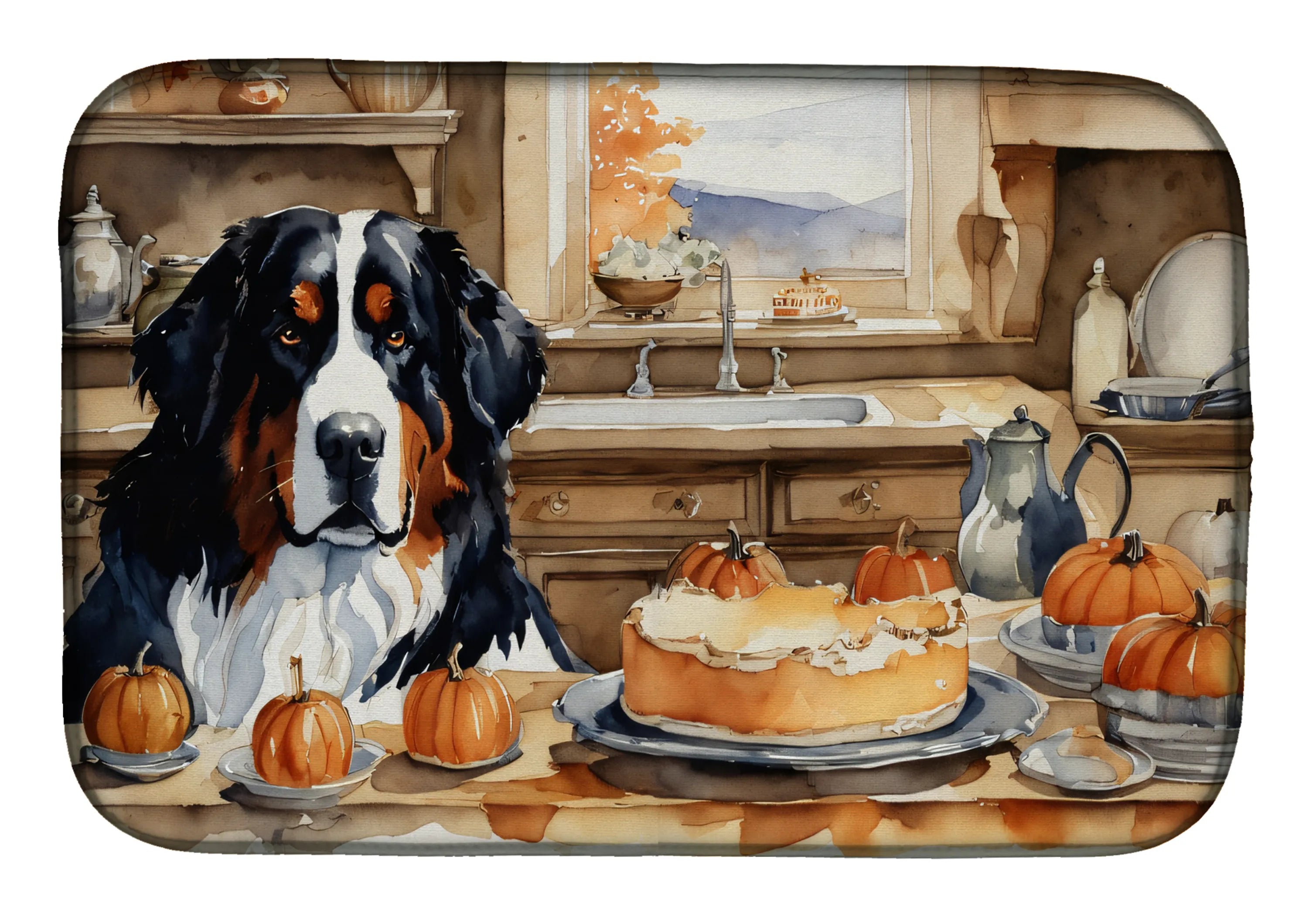 Fall Kitchen Pumpkin Pie Dish Drying Mat - Size: 14  X 21" | Pack Of: 1 | Collection name: Fall kitchen pumpkin pie