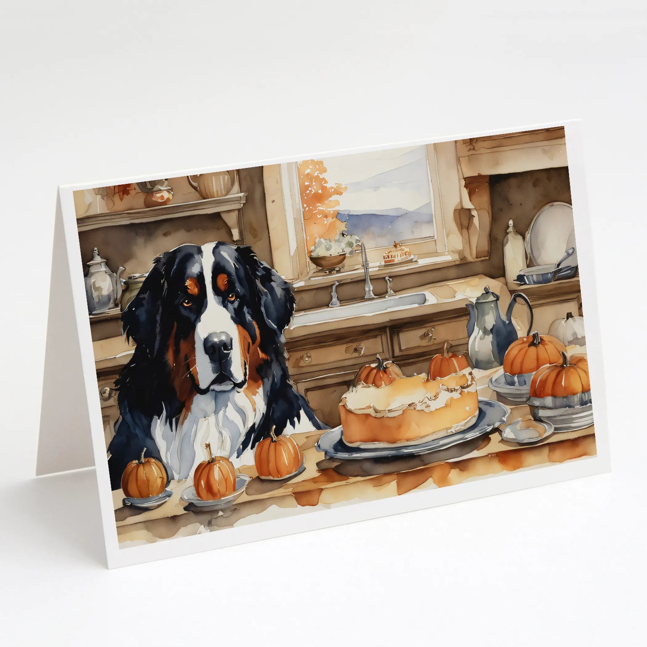 Fall Kitchen Pumpkin Pie Greeting Cards  - Size: 5X7 | Pack Of: 1 | Collection name: Fall kitchen pumpkin pie
