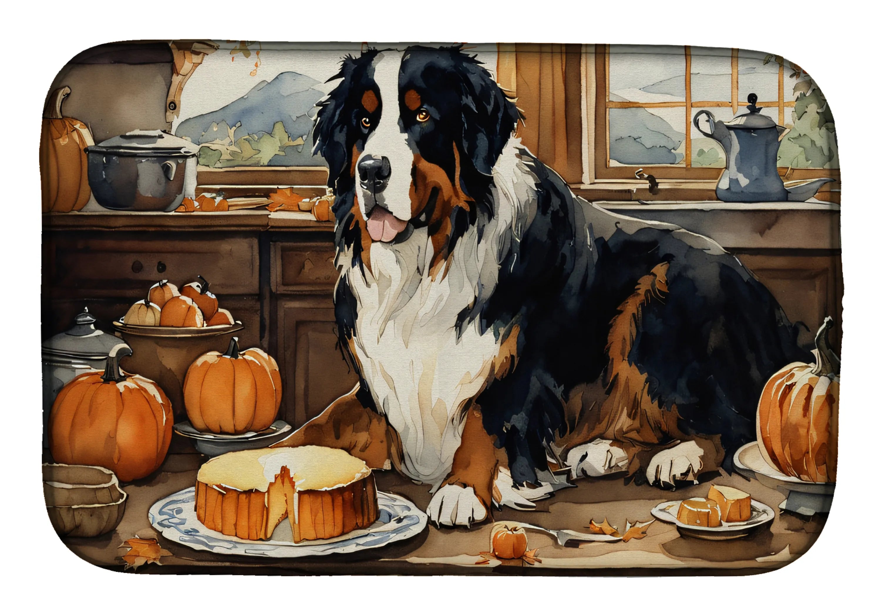 Fall Kitchen Pumpkin Pie Dish Drying Mat - Size: 14  X 21" | Pack Of: 1 | Collection name: Fall kitchen pumpkin pie