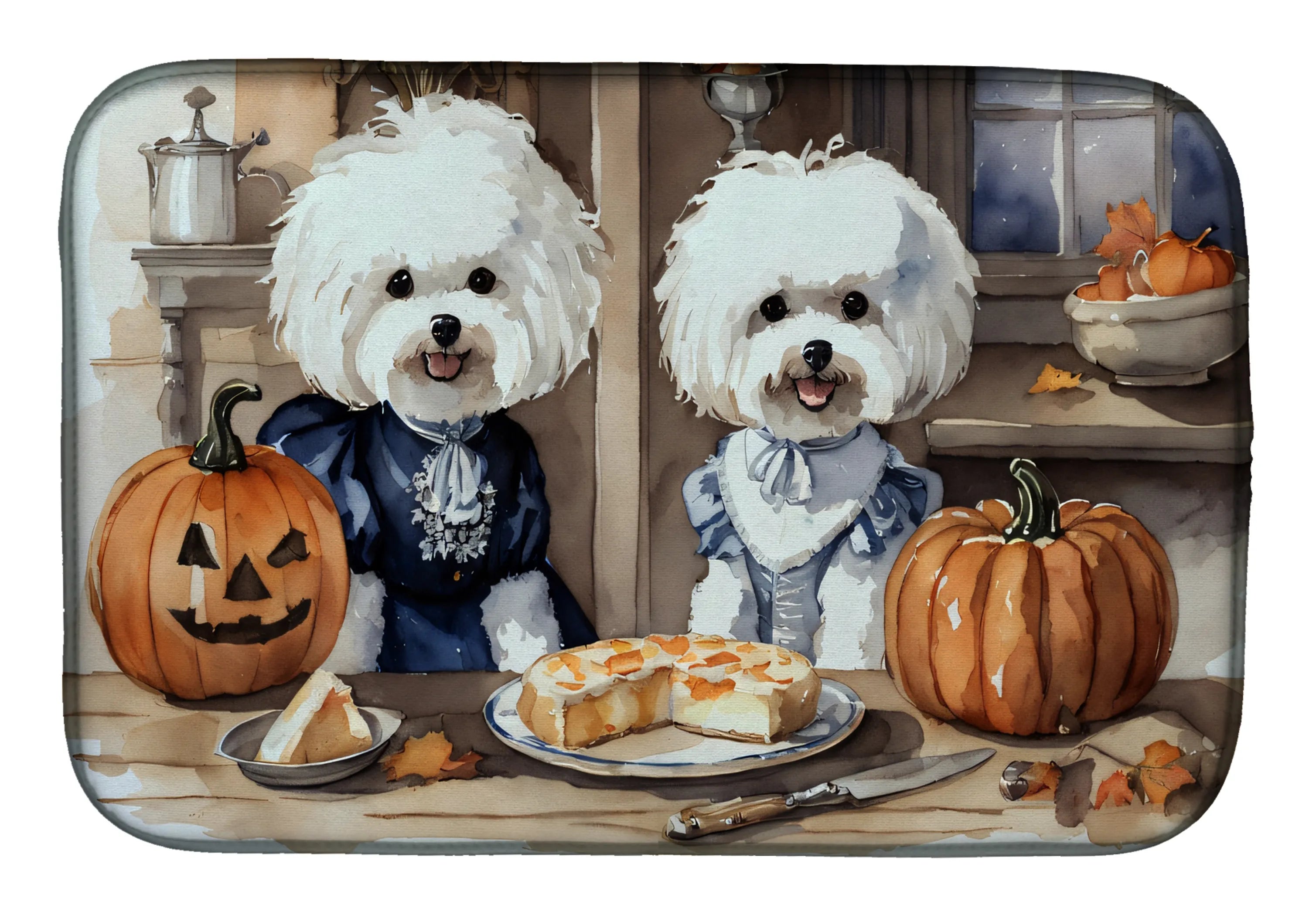 Fall Kitchen Pumpkin Pie Dish Drying Mat - Size: 14  X 21" | Pack Of: 1 | Collection name: Fall kitchen pumpkin pie