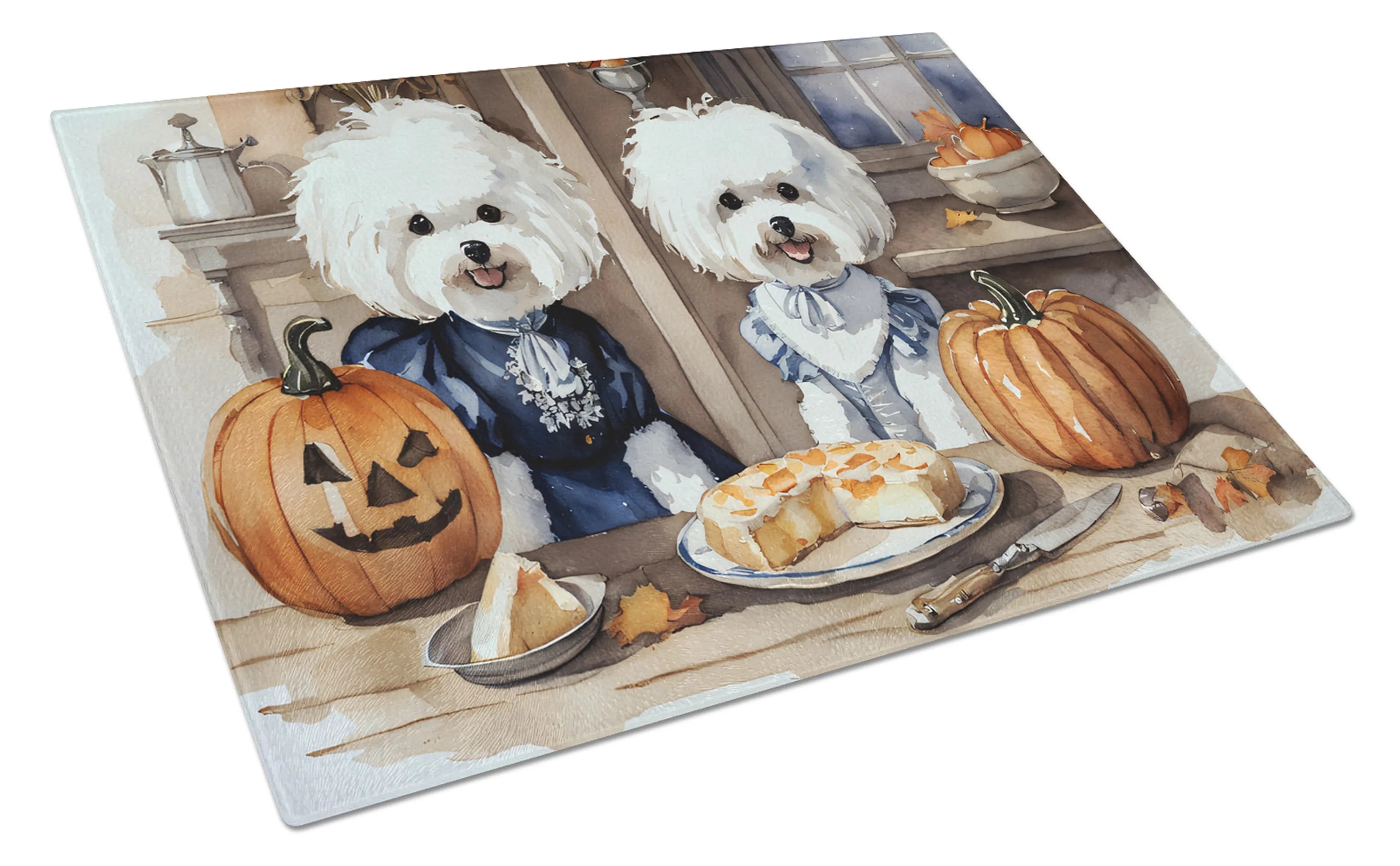 Fall Kitchen Pumpkin Pie Glass Cutting Board - Size: LARGE | Pack Of: 1 | Collection name: Fall kitchen pumpkin pie