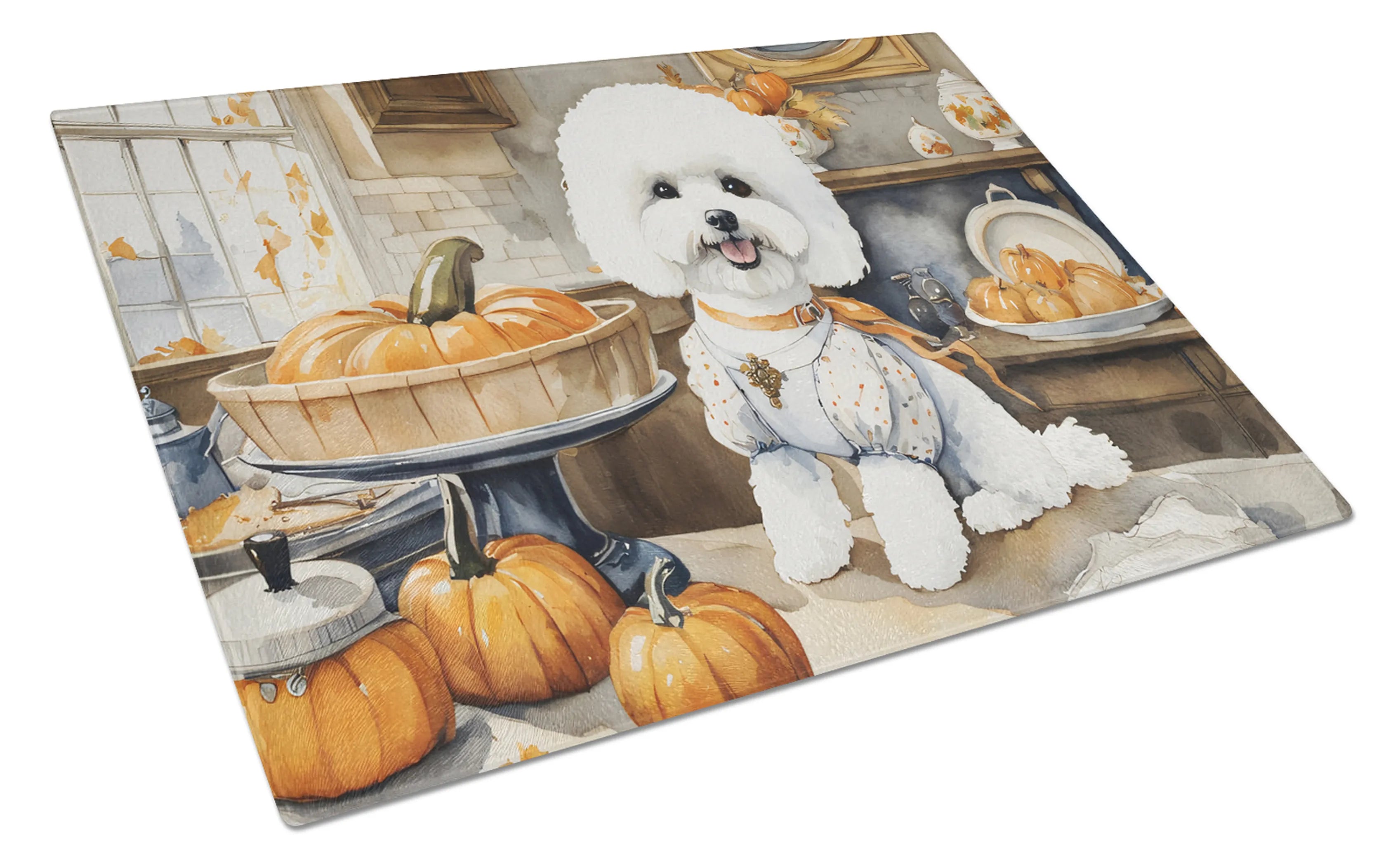 Fall Kitchen Pumpkin Pie Glass Cutting Board - Size: LARGE | Pack Of: 1 | Collection name: Fall kitchen pumpkin pie