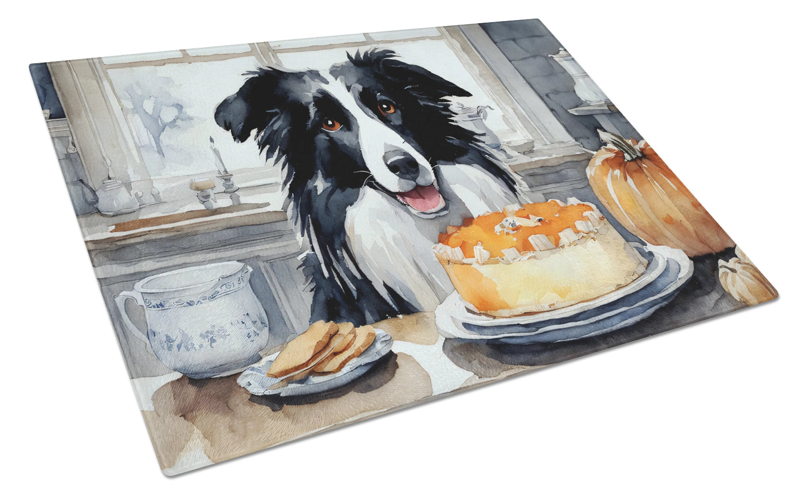 Fall Kitchen Pumpkin Pie Glass Cutting Board - Size: LARGE | Pack Of: 1 | Collection name: Fall kitchen pumpkin pie
