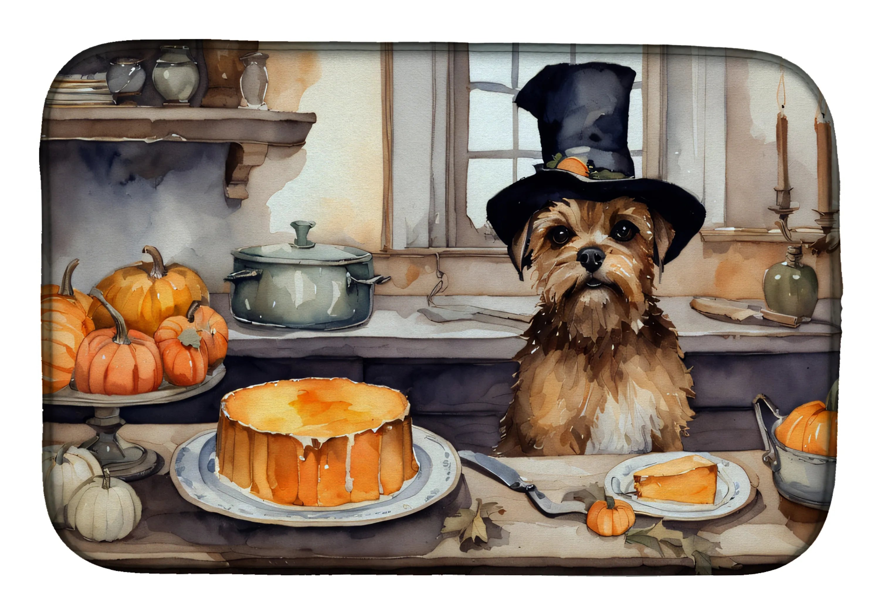 Fall Kitchen Pumpkin Pie Dish Drying Mat - Size: 14  X 21" | Pack Of: 1 | Collection name: Fall kitchen pumpkin pie