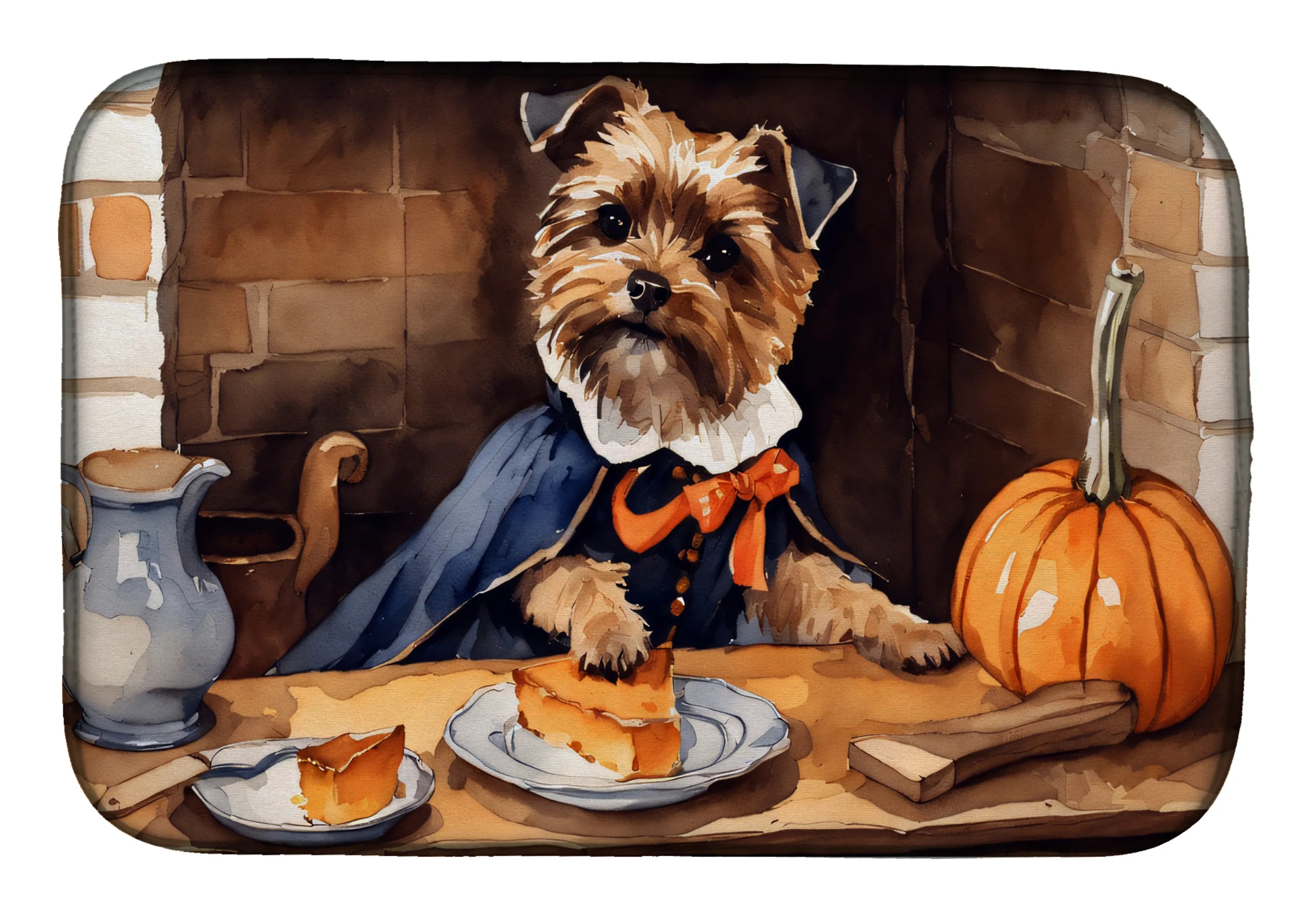 Fall Kitchen Pumpkin Pie Dish Drying Mat - Size: 14  X 21" | Pack Of: 1 | Collection name: Fall kitchen pumpkin pie