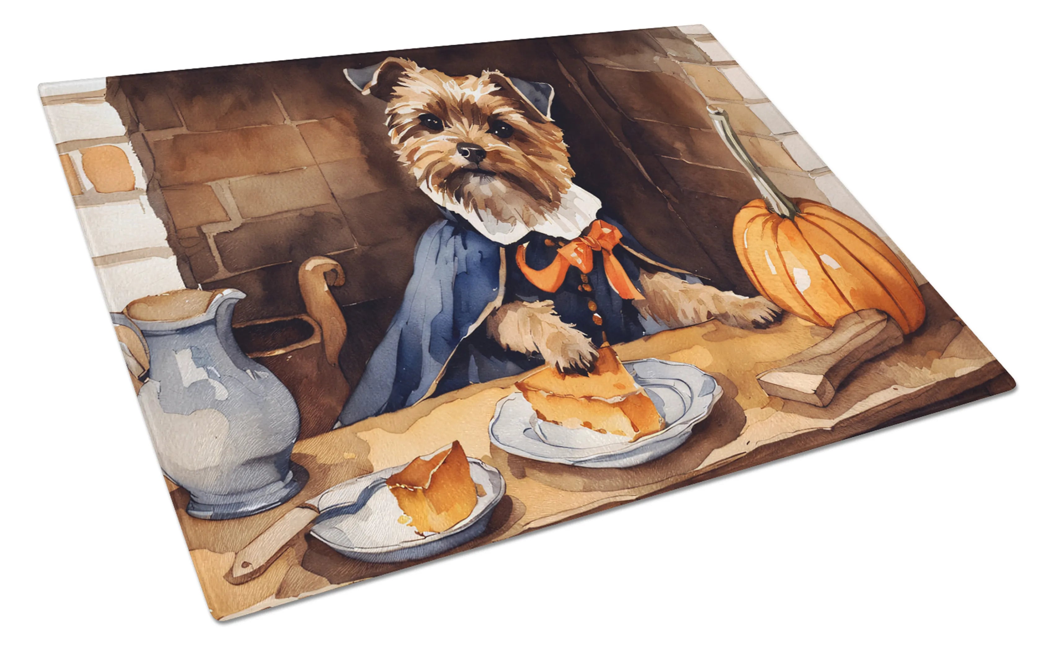 Fall Kitchen Pumpkin Pie Glass Cutting Board - Size: LARGE | Pack Of: 1 | Collection name: Fall kitchen pumpkin pie