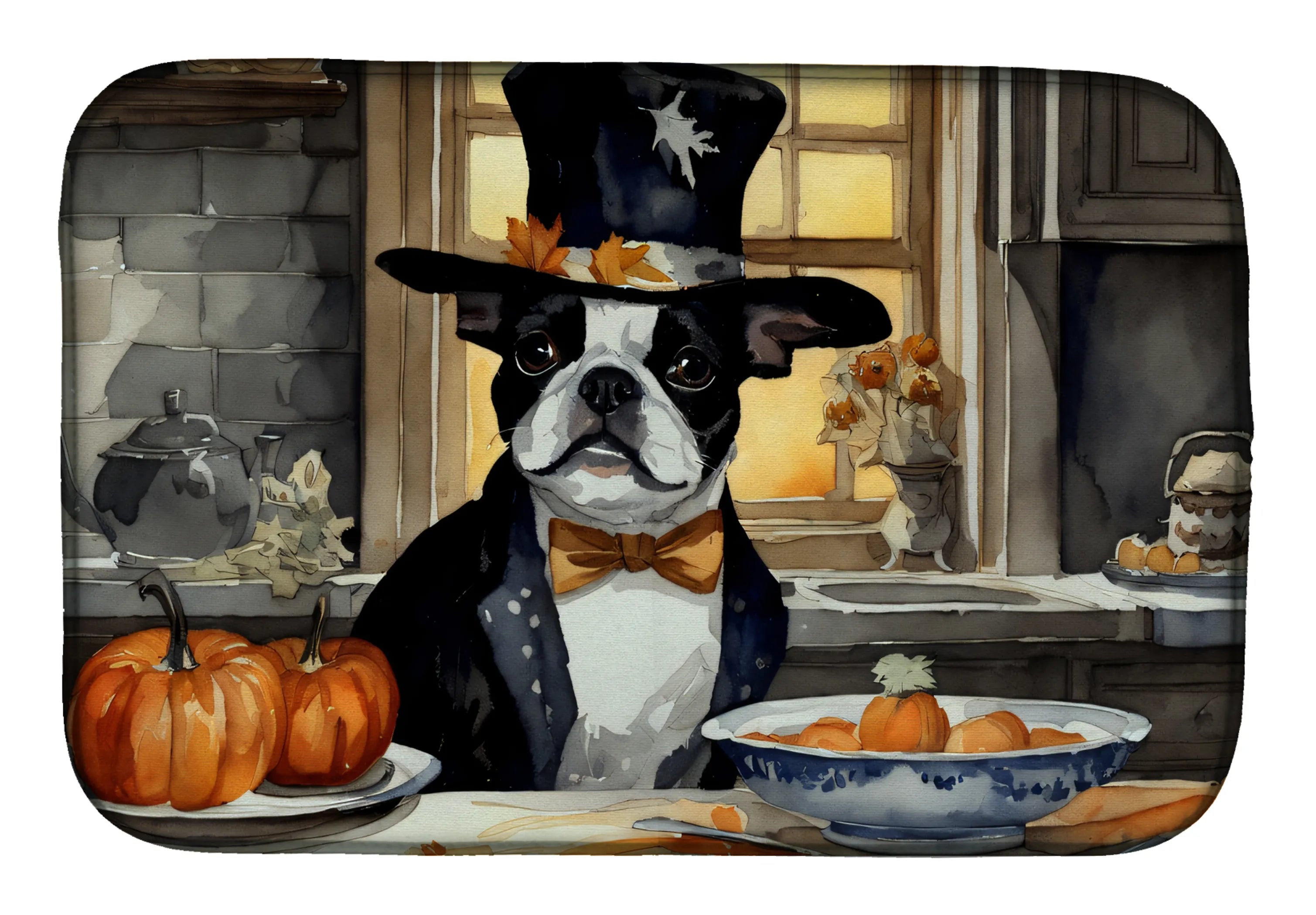 Fall Kitchen Pumpkin Pie Dish Drying Mat - Size: 14  X 21" | Pack Of: 1 | Collection name: Fall kitchen pumpkin pie