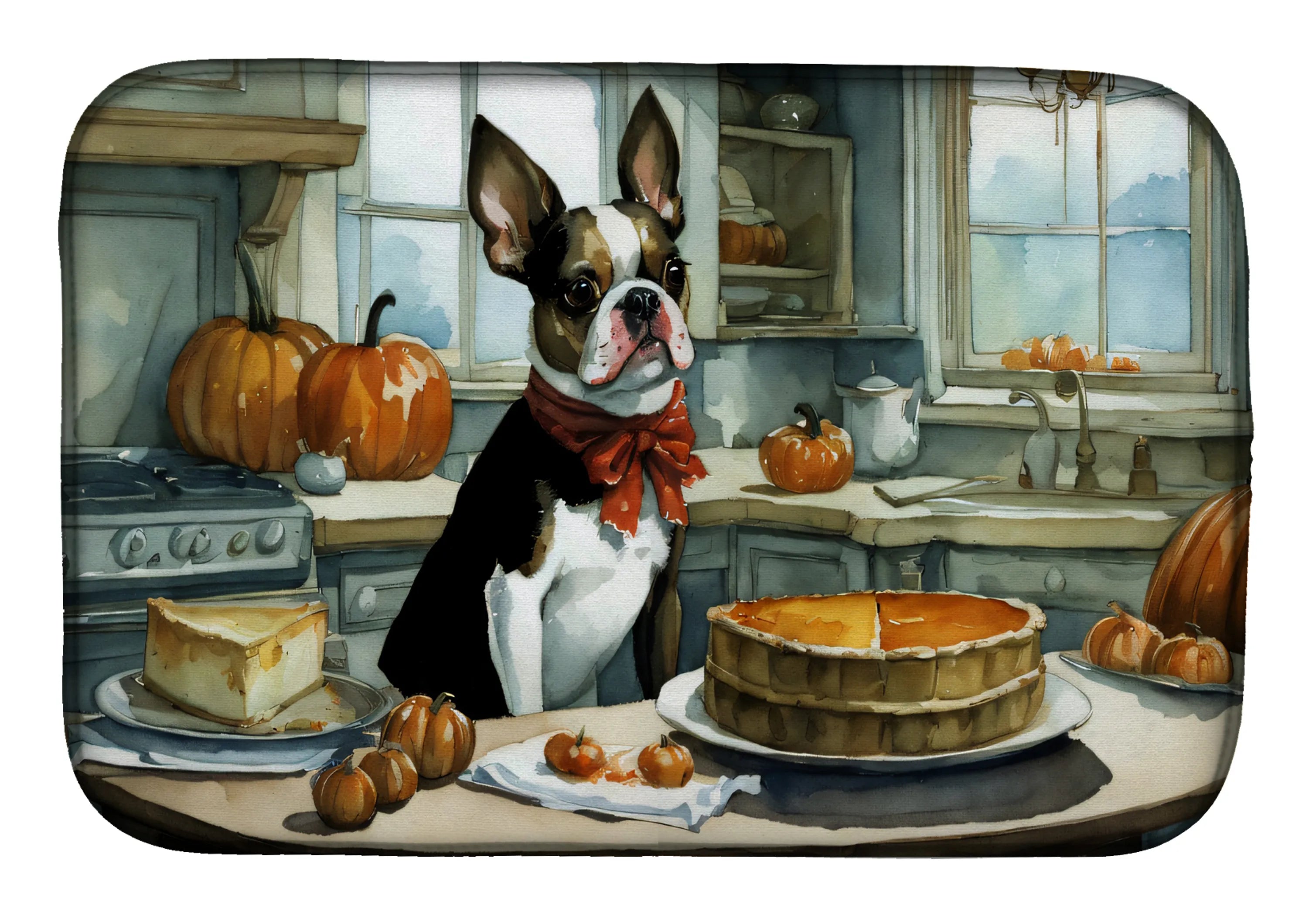 Fall Kitchen Pumpkin Pie Dish Drying Mat - Size: 14  X 21" | Pack Of: 1 | Collection name: Fall kitchen pumpkin pie