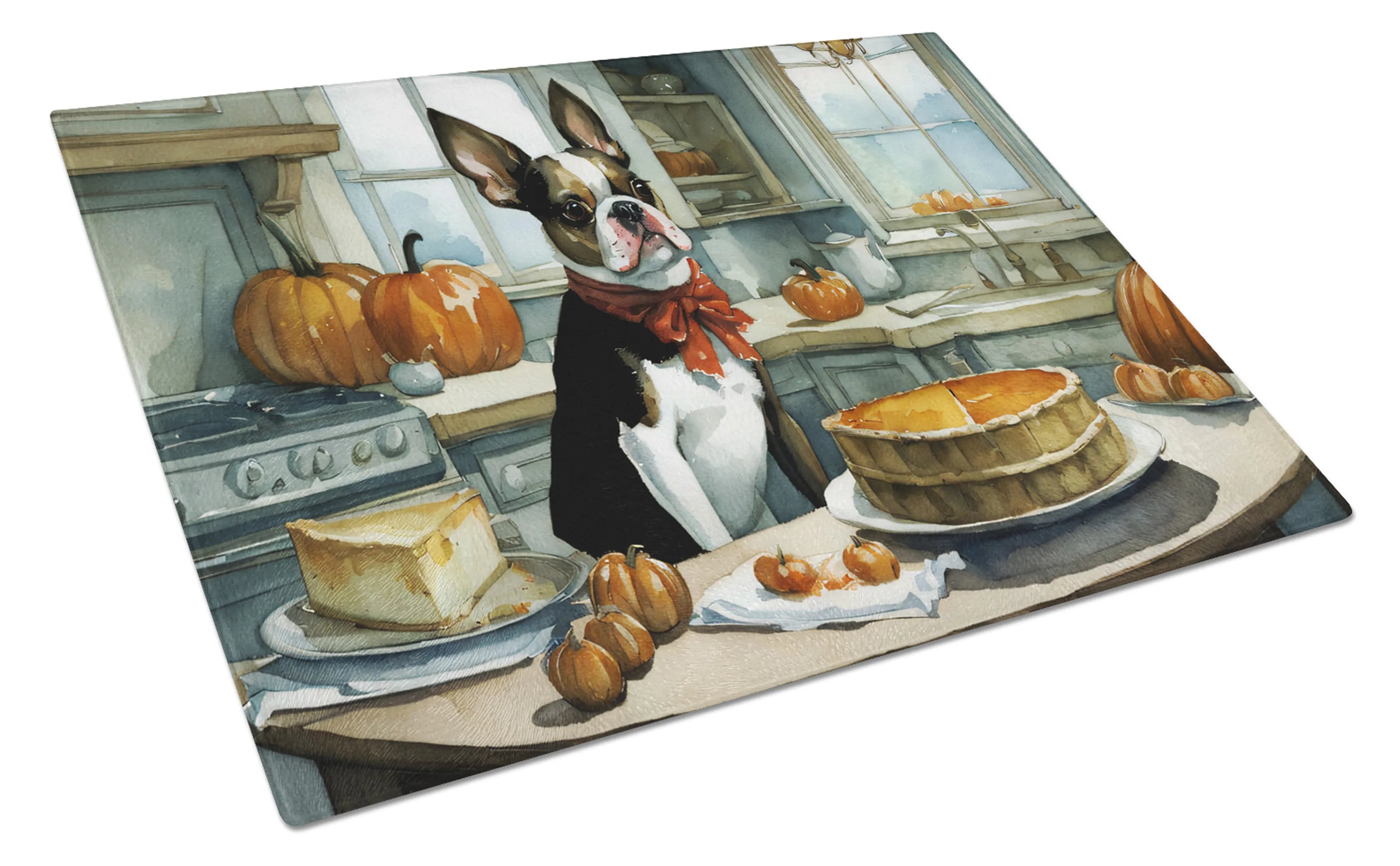 Fall Kitchen Pumpkin Pie Glass Cutting Board - Size: LARGE | Pack Of: 1 | Collection name: Fall kitchen pumpkin pie
