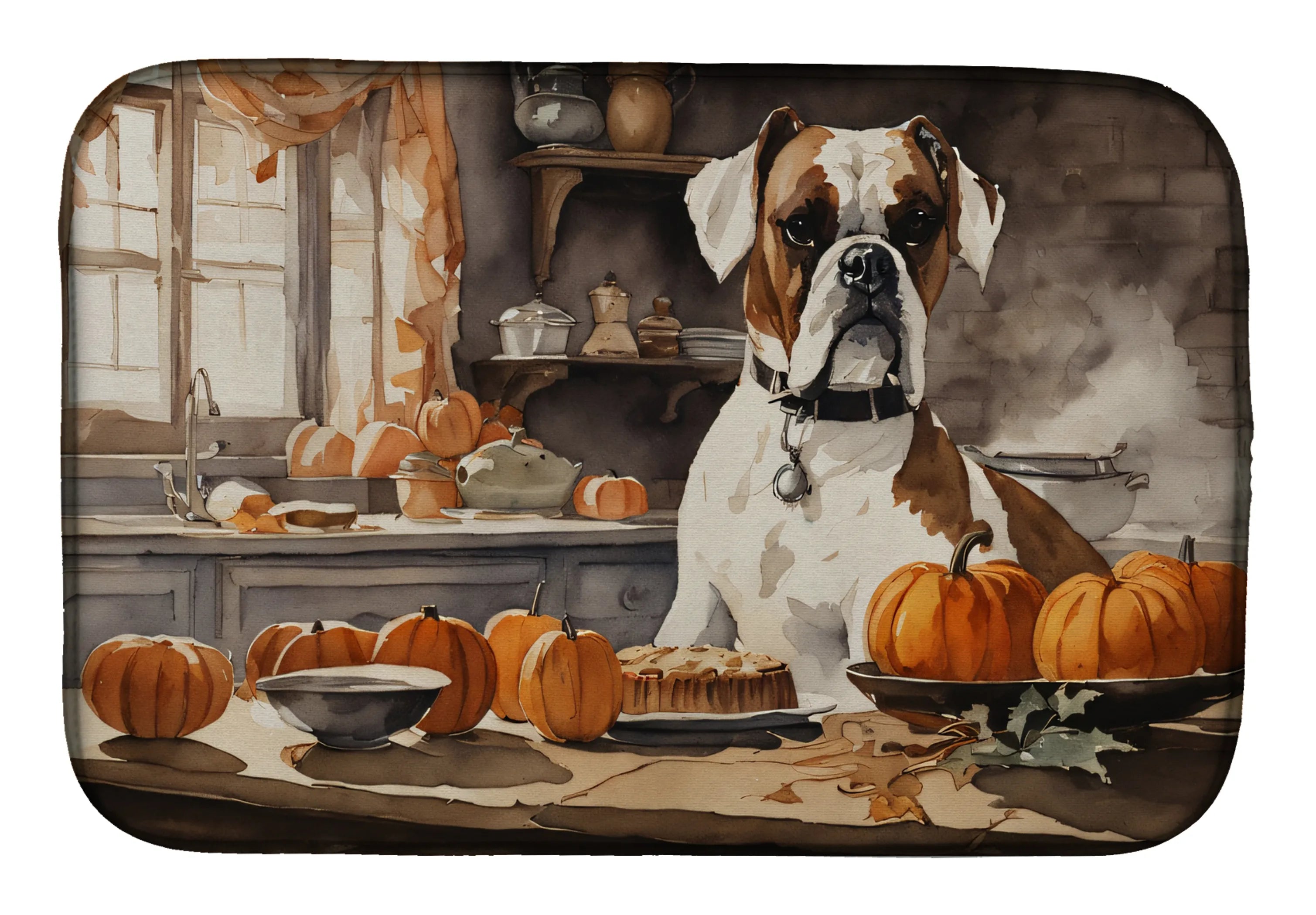 Fall Kitchen Pumpkin Pie Dish Drying Mat - Size: 14  X 21" | Pack Of: 1 | Collection name: Fall kitchen pumpkin pie