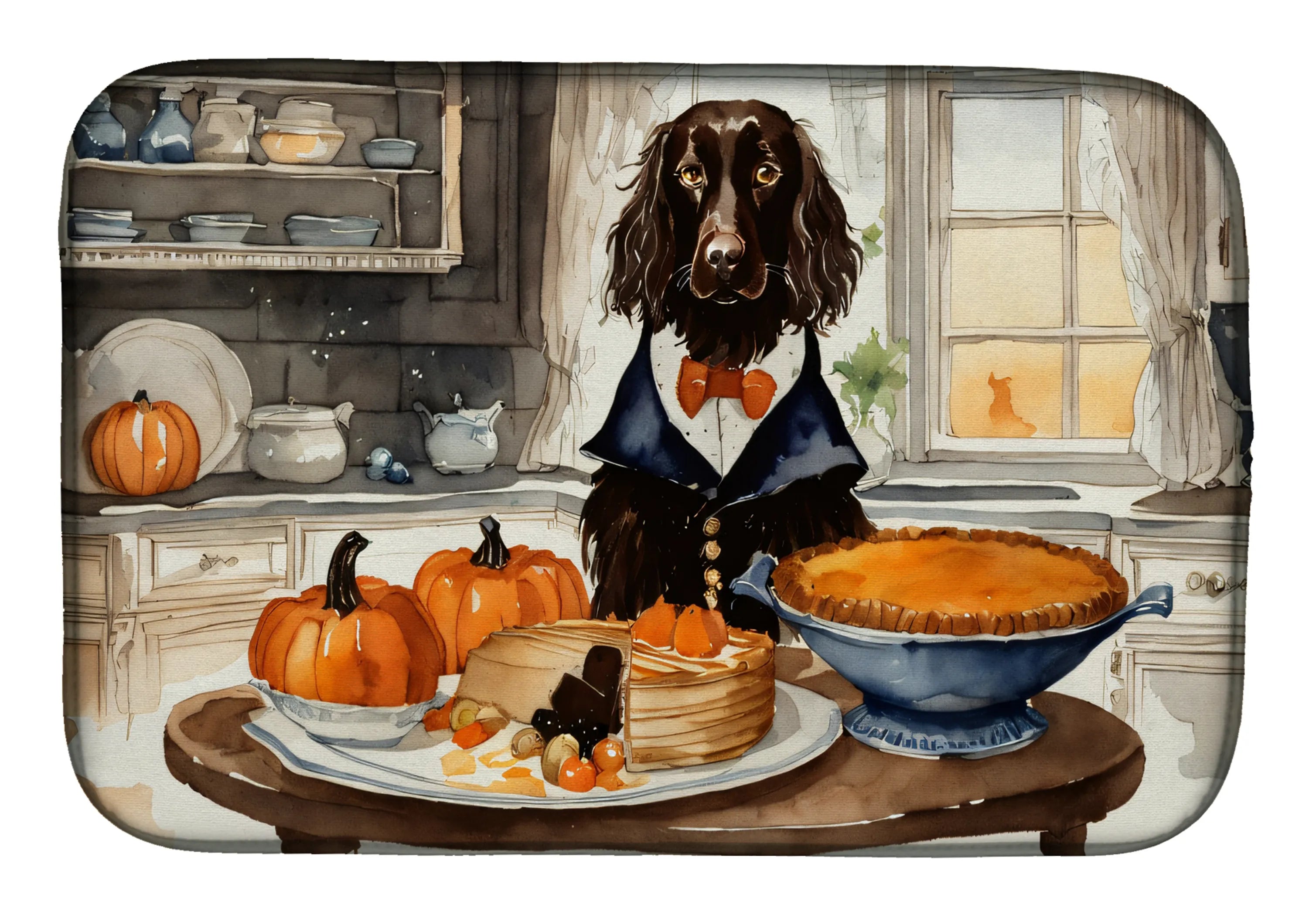 Fall Kitchen Pumpkin Pie Dish Drying Mat - Size: 14  X 21" | Pack Of: 1 | Collection name: Fall kitchen pumpkin pie