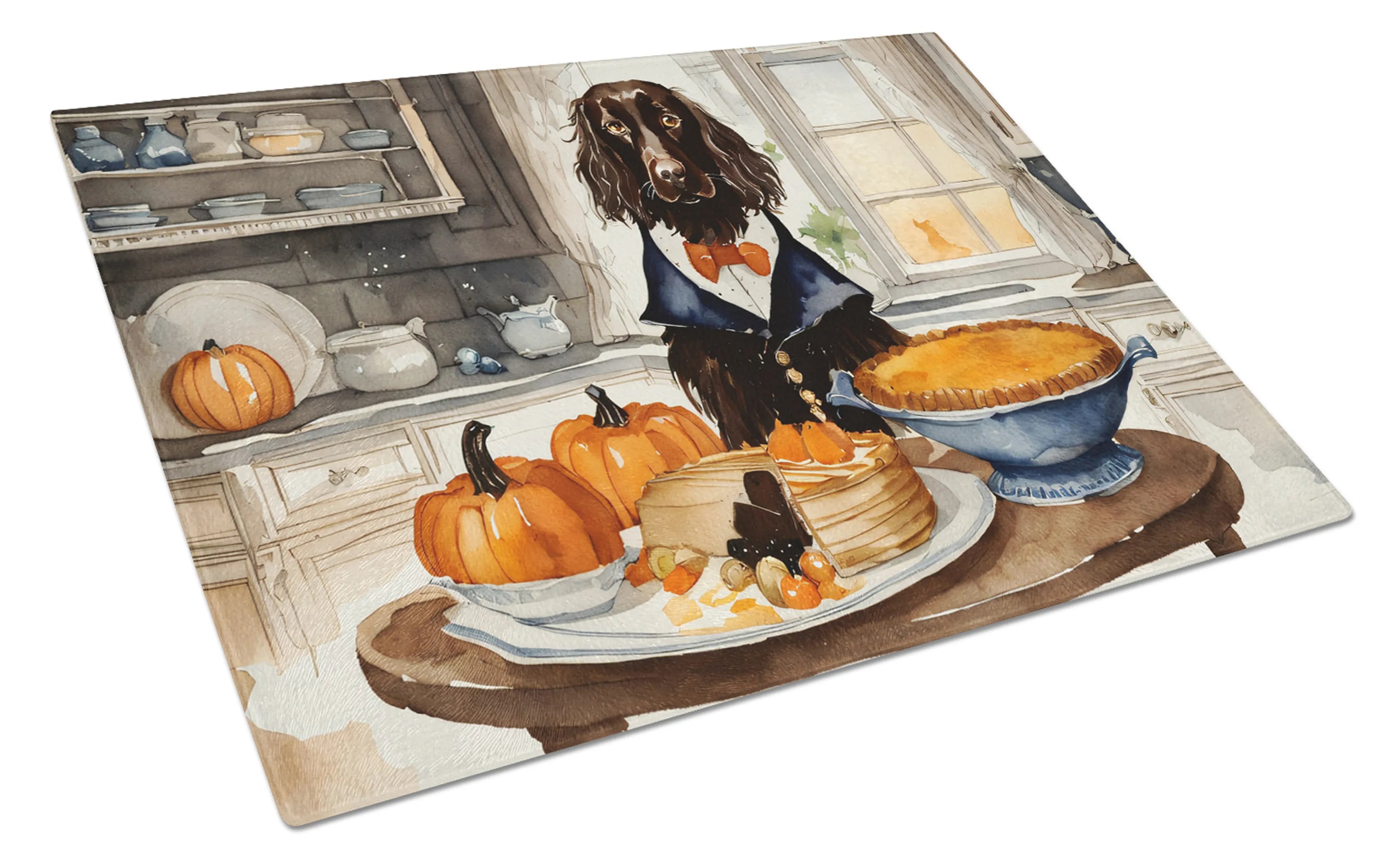 Fall Kitchen Pumpkin Pie Glass Cutting Board - Size: LARGE | Pack Of: 1 | Collection name: Fall kitchen pumpkin pie