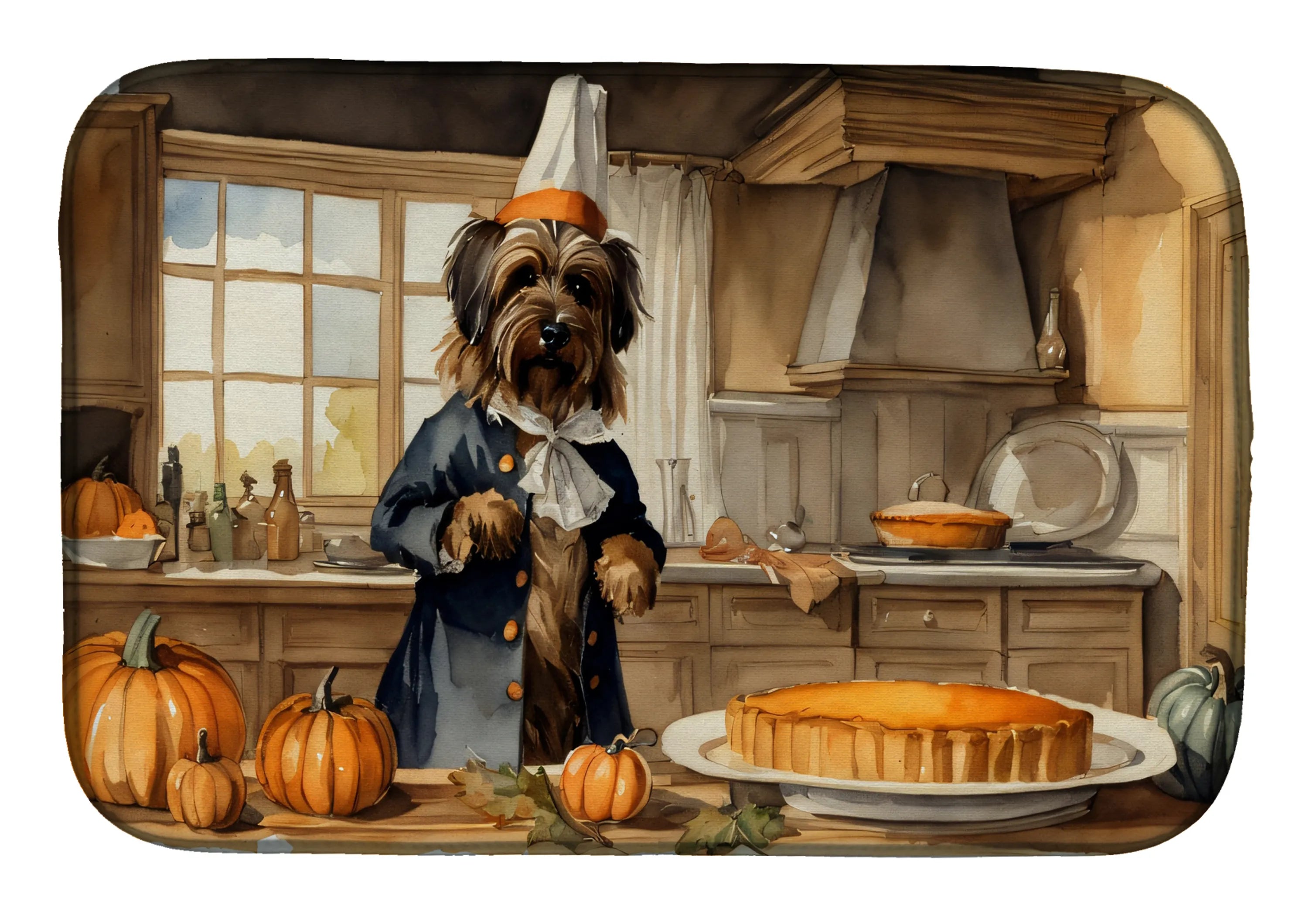 Fall Kitchen Pumpkin Pie Dish Drying Mat - Size: 14  X 21" | Pack Of: 1 | Collection name: Fall kitchen pumpkin pie