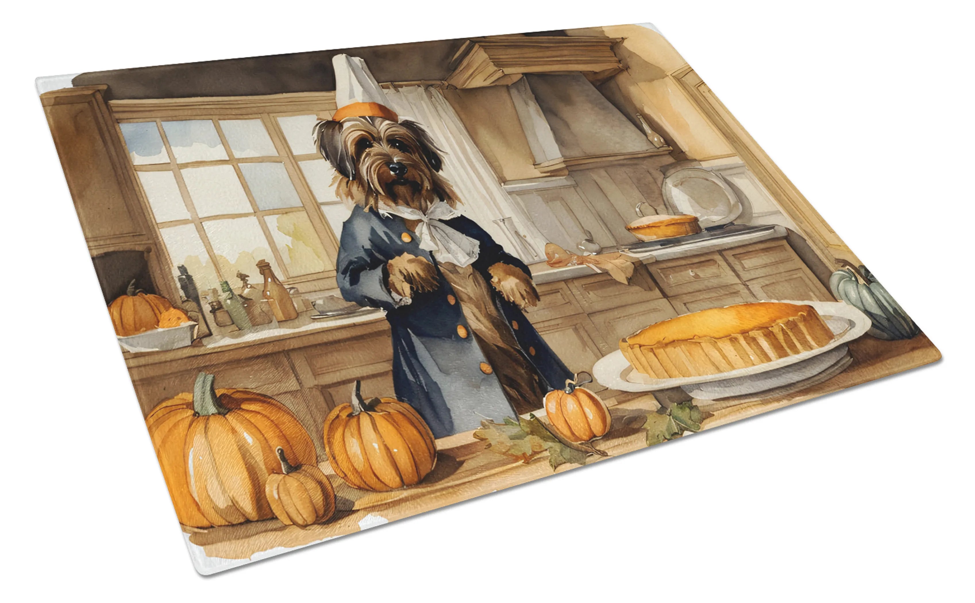 Fall Kitchen Pumpkin Pie Glass Cutting Board - Size: LARGE | Pack Of: 1 | Collection name: Fall kitchen pumpkin pie