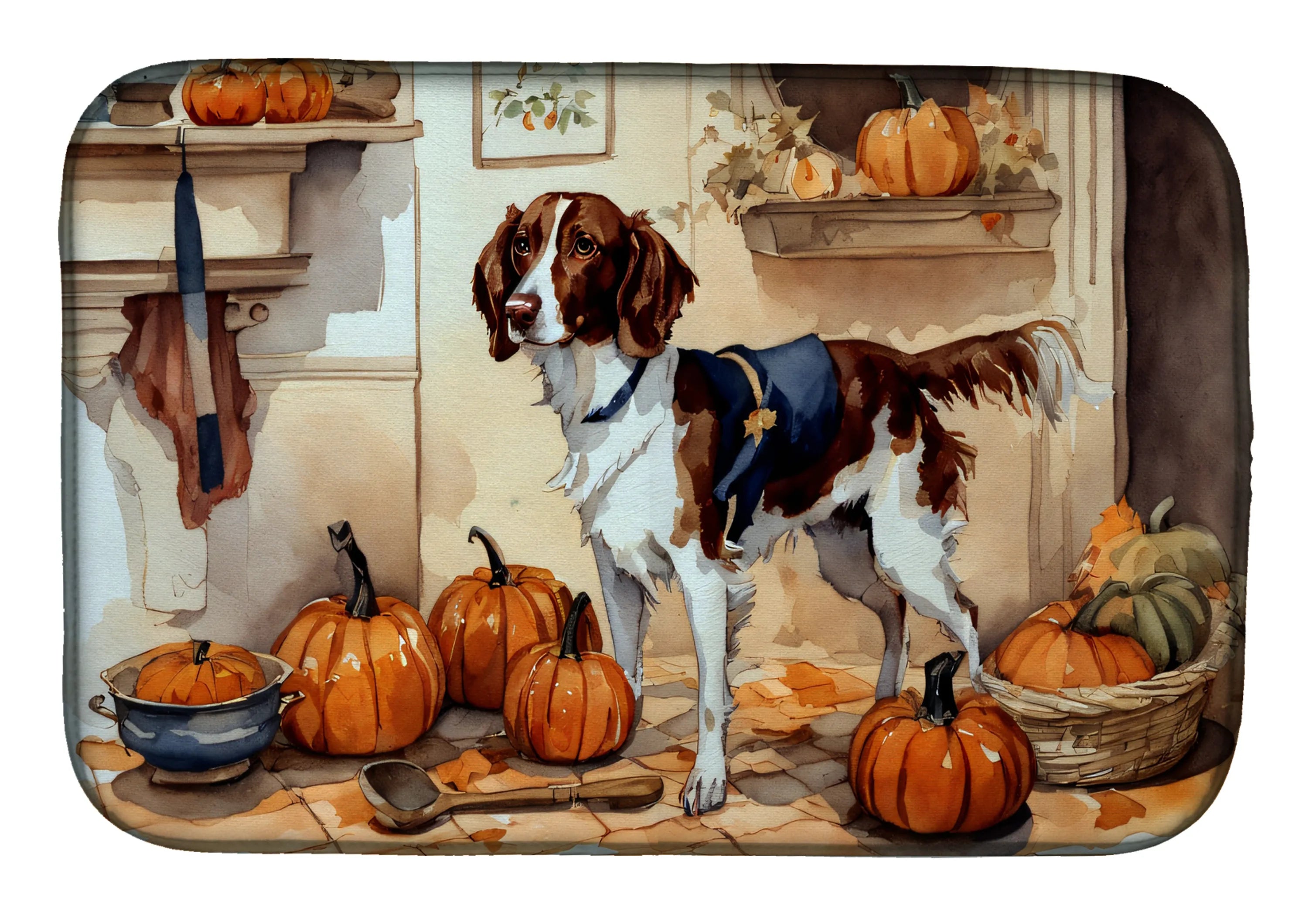 Fall Kitchen Pumpkin Pie Dish Drying Mat - Size: 14  X 21" | Pack Of: 1 | Collection name: Fall kitchen pumpkin pie