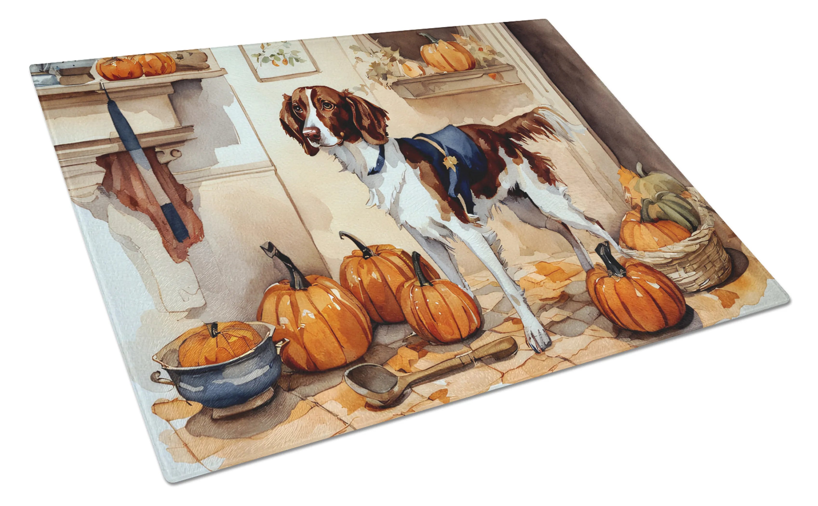 Fall Kitchen Pumpkin Pie Glass Cutting Board - Size: LARGE | Pack Of: 1 | Collection name: Fall kitchen pumpkin pie