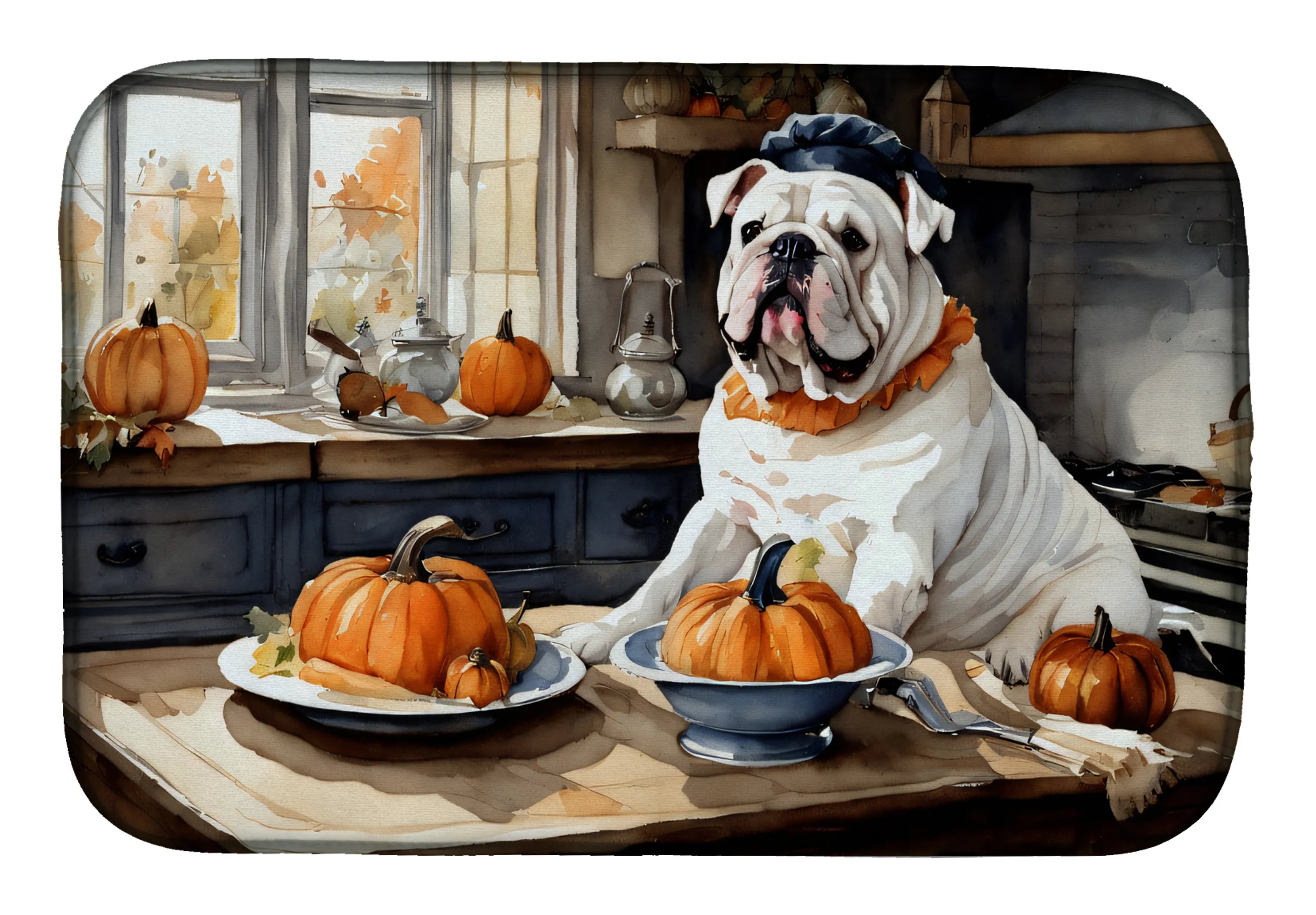 Fall Kitchen Pumpkin Pie Dish Drying Mat - Size: 14  X 21" | Pack Of: 1 | Collection name: Fall kitchen pumpkin pie