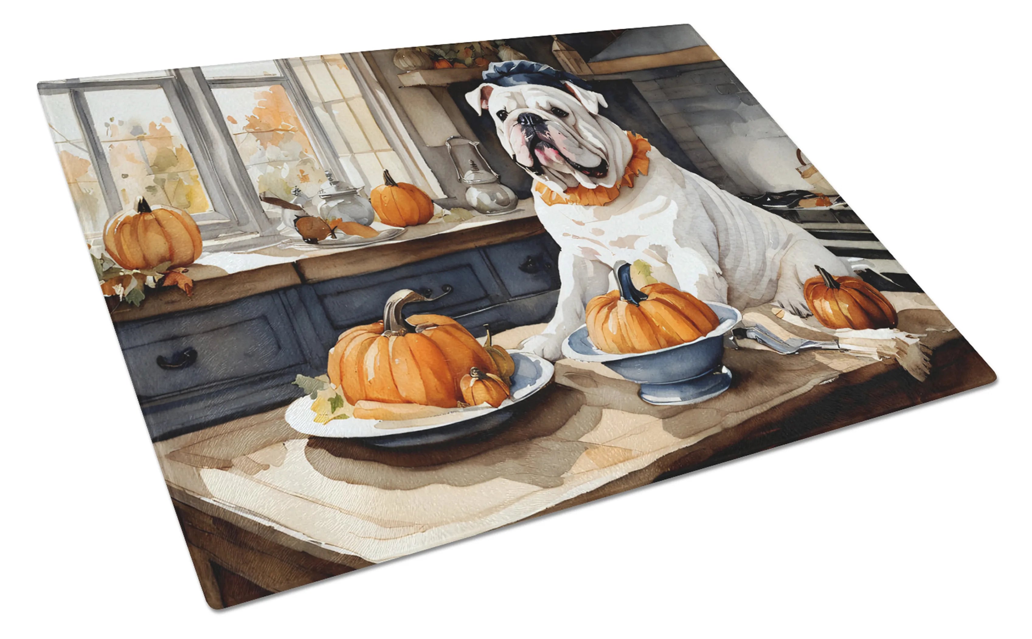 Fall Kitchen Pumpkin Pie Glass Cutting Board - Size: LARGE | Pack Of: 1 | Collection name: Fall kitchen pumpkin pie
