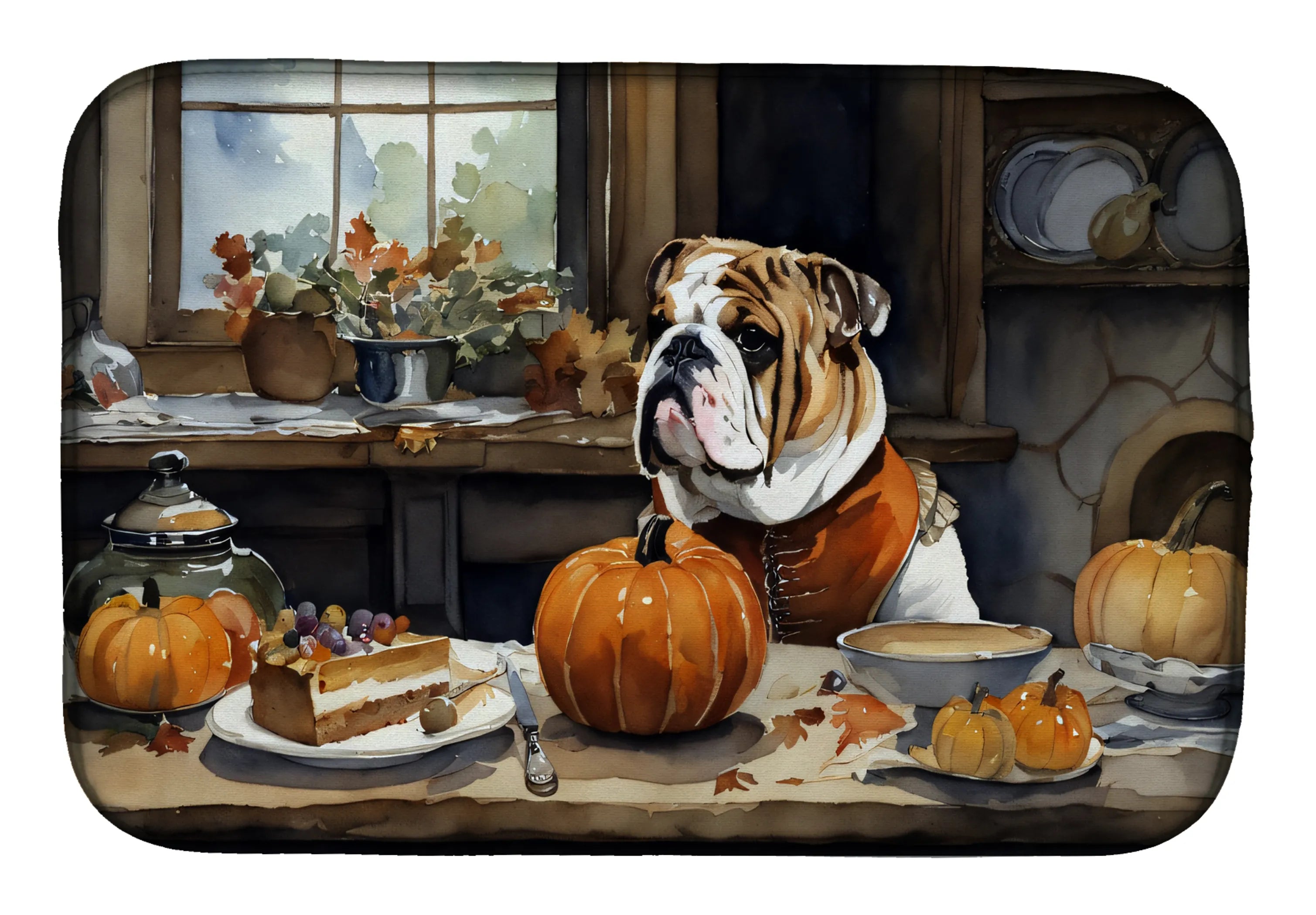 Fall Kitchen Pumpkin Pie Dish Drying Mat - Size: 14  X 21" | Pack Of: 1 | Collection name: Fall kitchen pumpkin pie