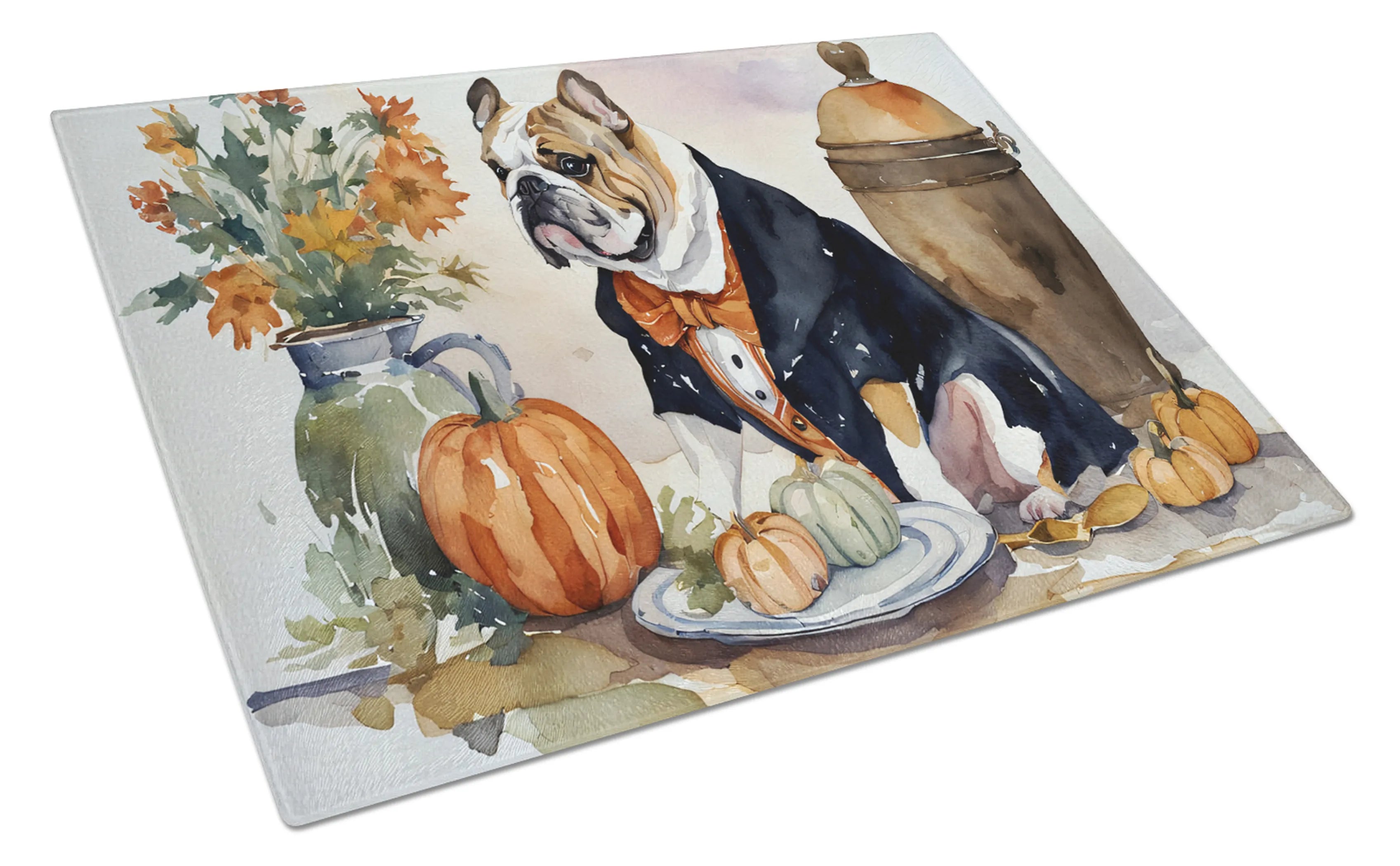 Fall Kitchen Pumpkin Pie Glass Cutting Board - Size: LARGE | Pack Of: 1 | Collection name: Fall kitchen pumpkin pie