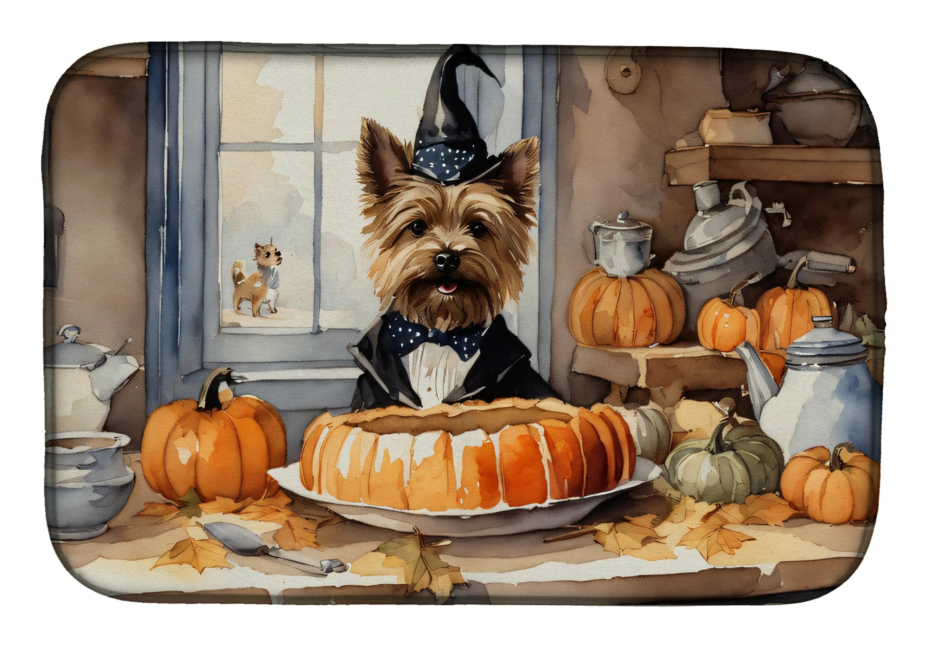 Fall Kitchen Pumpkin Pie Dish Drying Mat - Size: 14  X 21" | Pack Of: 1 | Collection name: Fall kitchen pumpkin pie