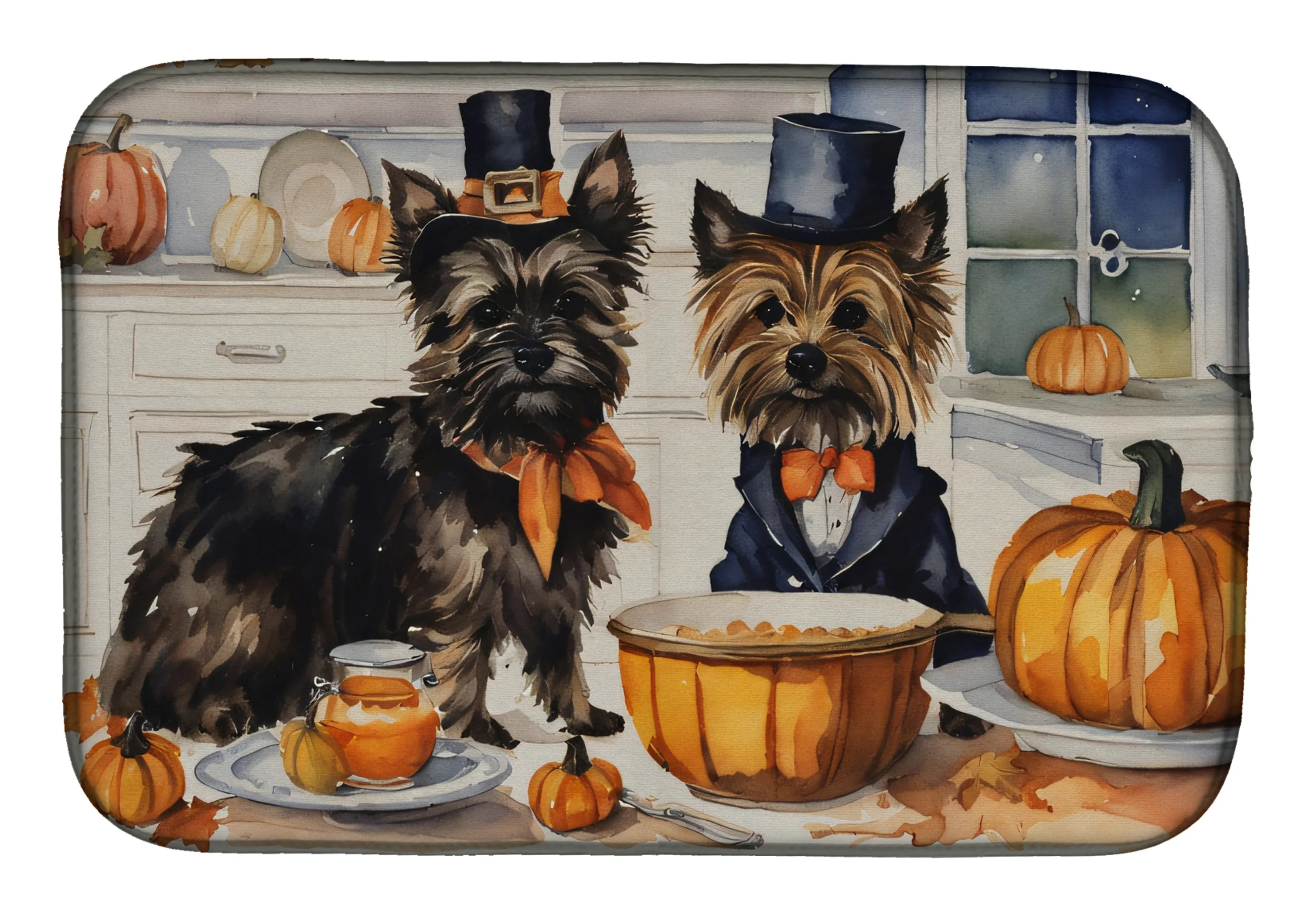 Fall Kitchen Pumpkin Pie Dish Drying Mat - Size: 14  X 21" | Pack Of: 1 | Collection name: Fall kitchen pumpkin pie