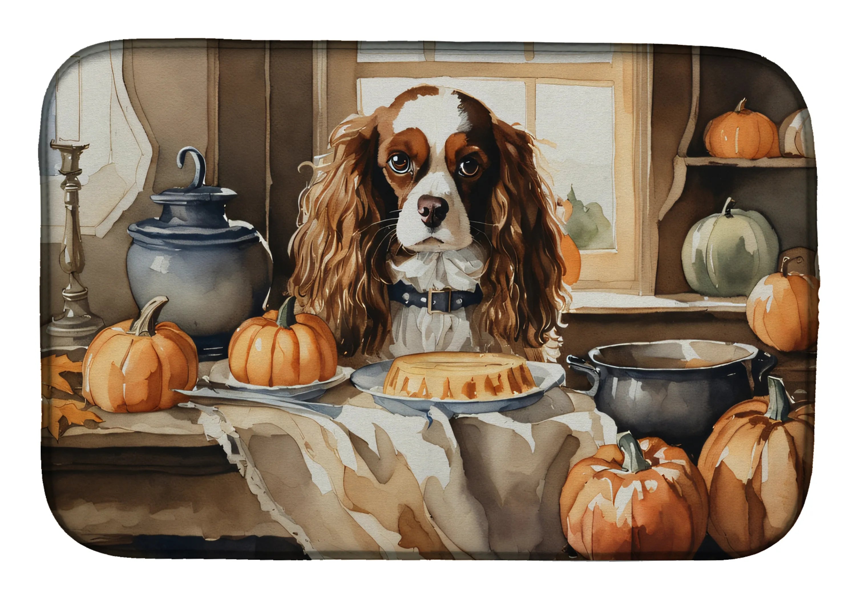 Fall Kitchen Pumpkin Pie Dish Drying Mat - Size: 14  X 21" | Pack Of: 1 | Collection name: Fall kitchen pumpkin pie