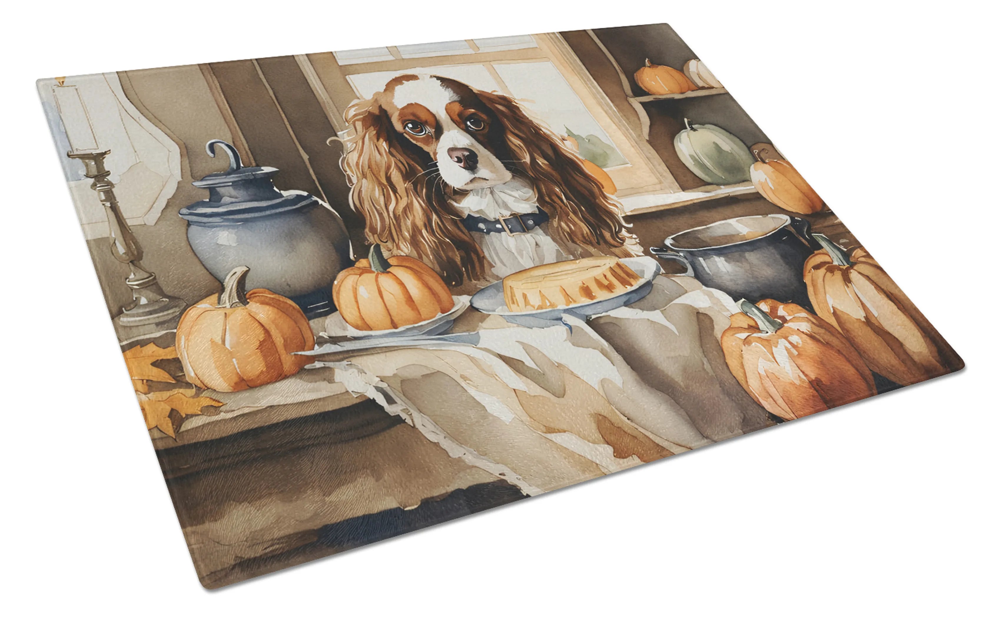 Fall Kitchen Pumpkin Pie Glass Cutting Board - Size: LARGE | Pack Of: 1 | Collection name: Fall kitchen pumpkin pie