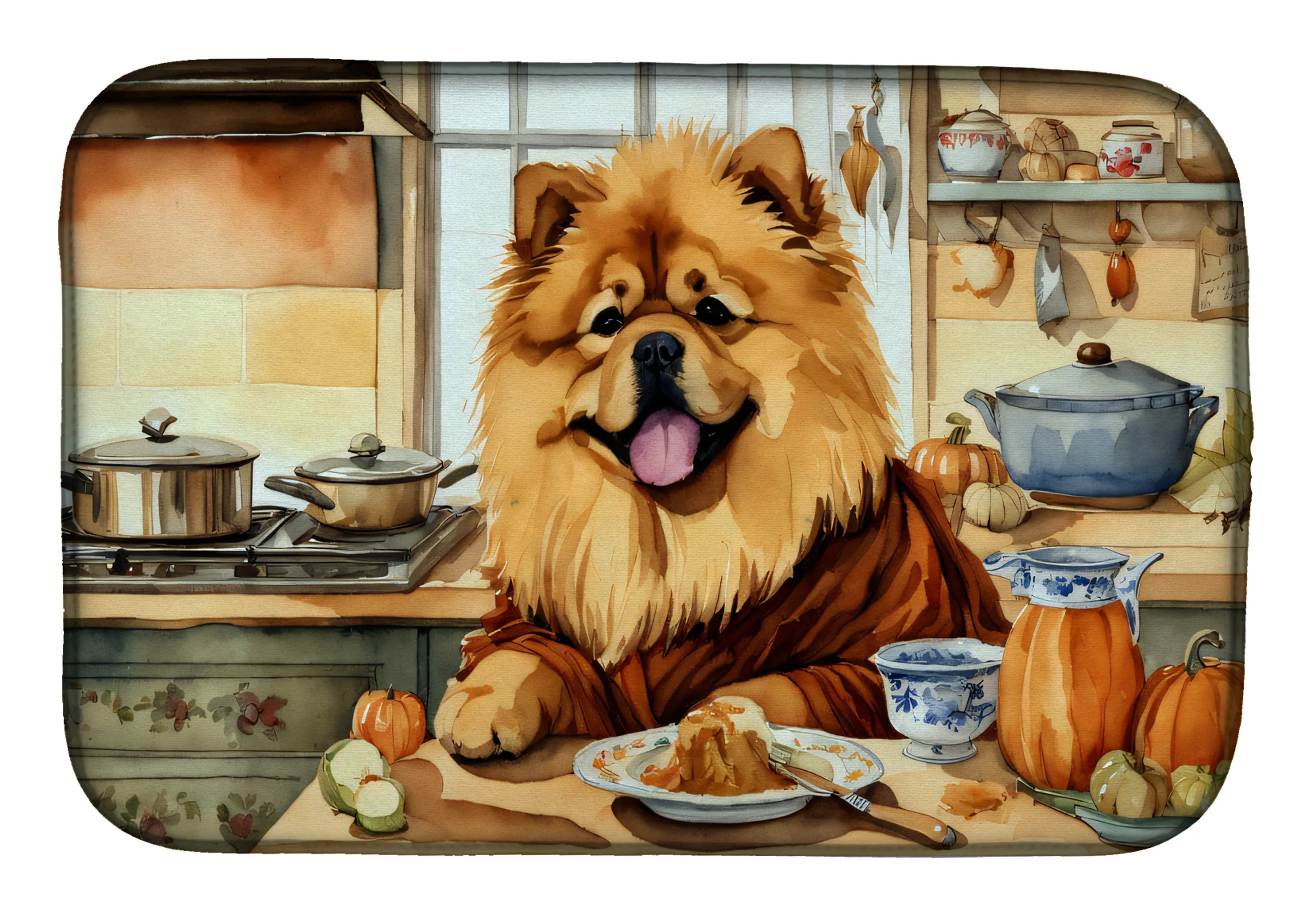 Fall Kitchen Pumpkin Pie Dish Drying Mat - Size: 14  X 21" | Pack Of: 1 | Collection name: Fall kitchen pumpkin pie
