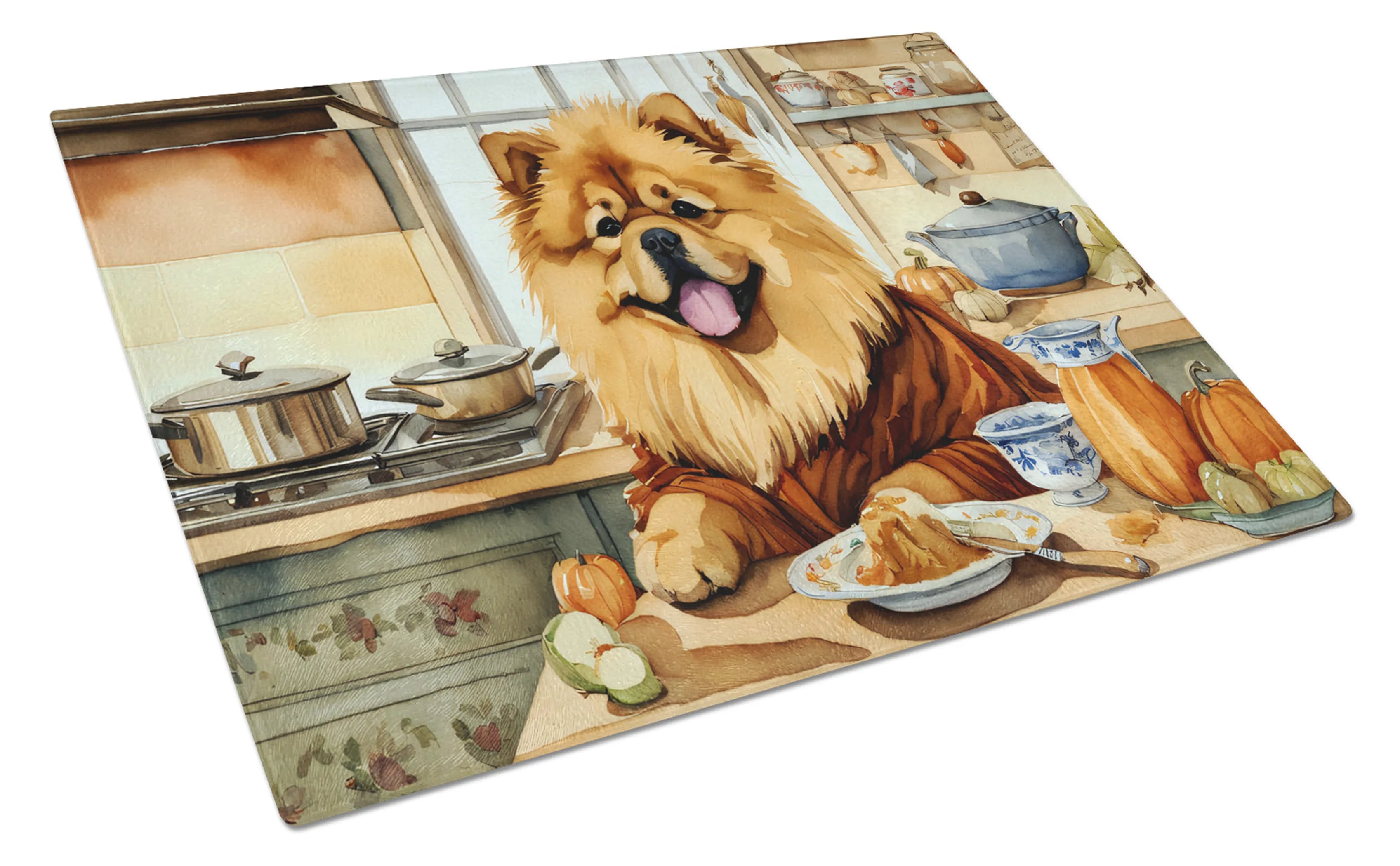 Fall Kitchen Pumpkin Pie Glass Cutting Board - Size: LARGE | Pack Of: 1 | Collection name: Fall kitchen pumpkin pie