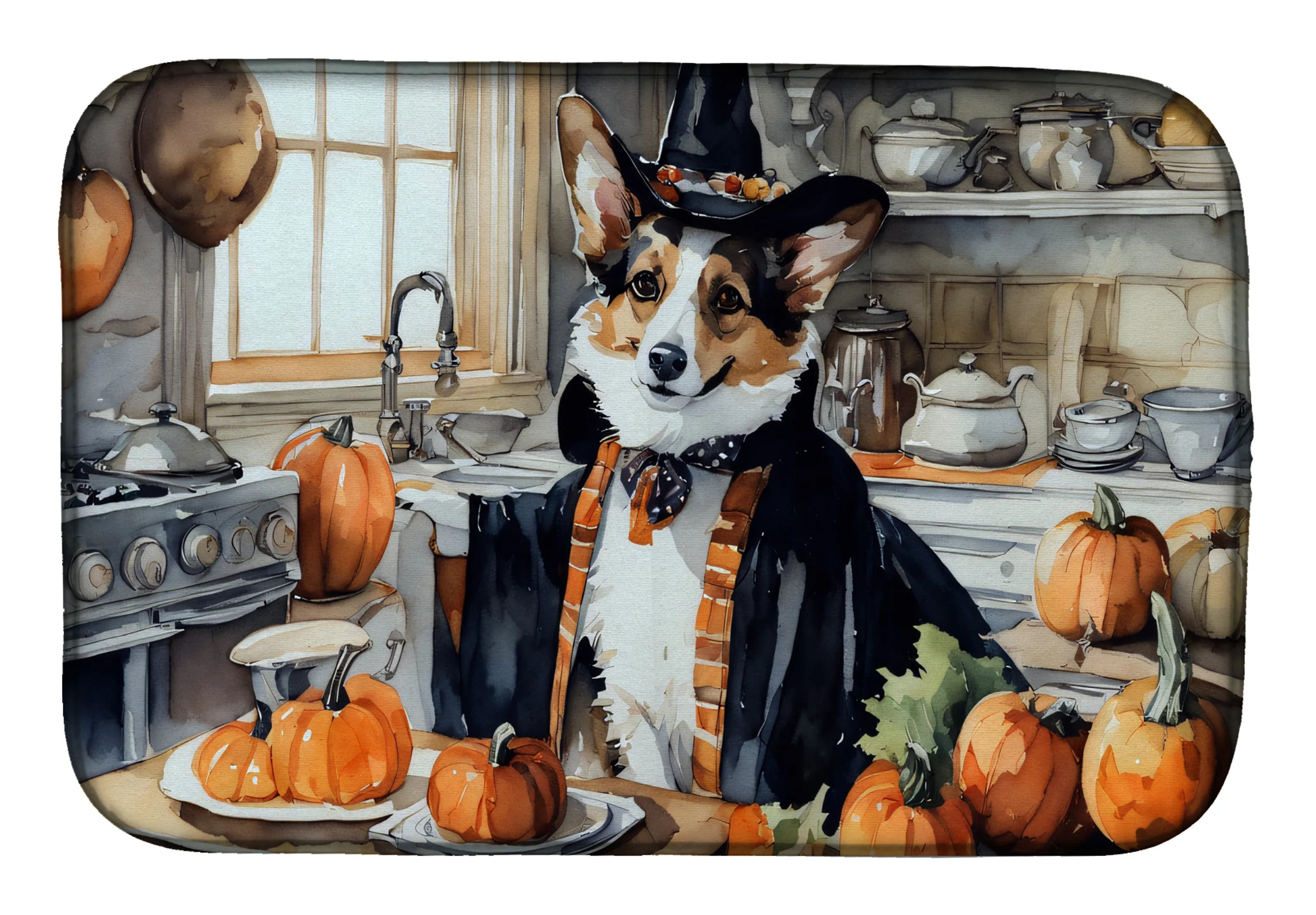 Fall Kitchen Pumpkin Pie Dish Drying Mat - Size: 14  X 21" | Pack Of: 1 | Collection name: Fall kitchen pumpkin pie