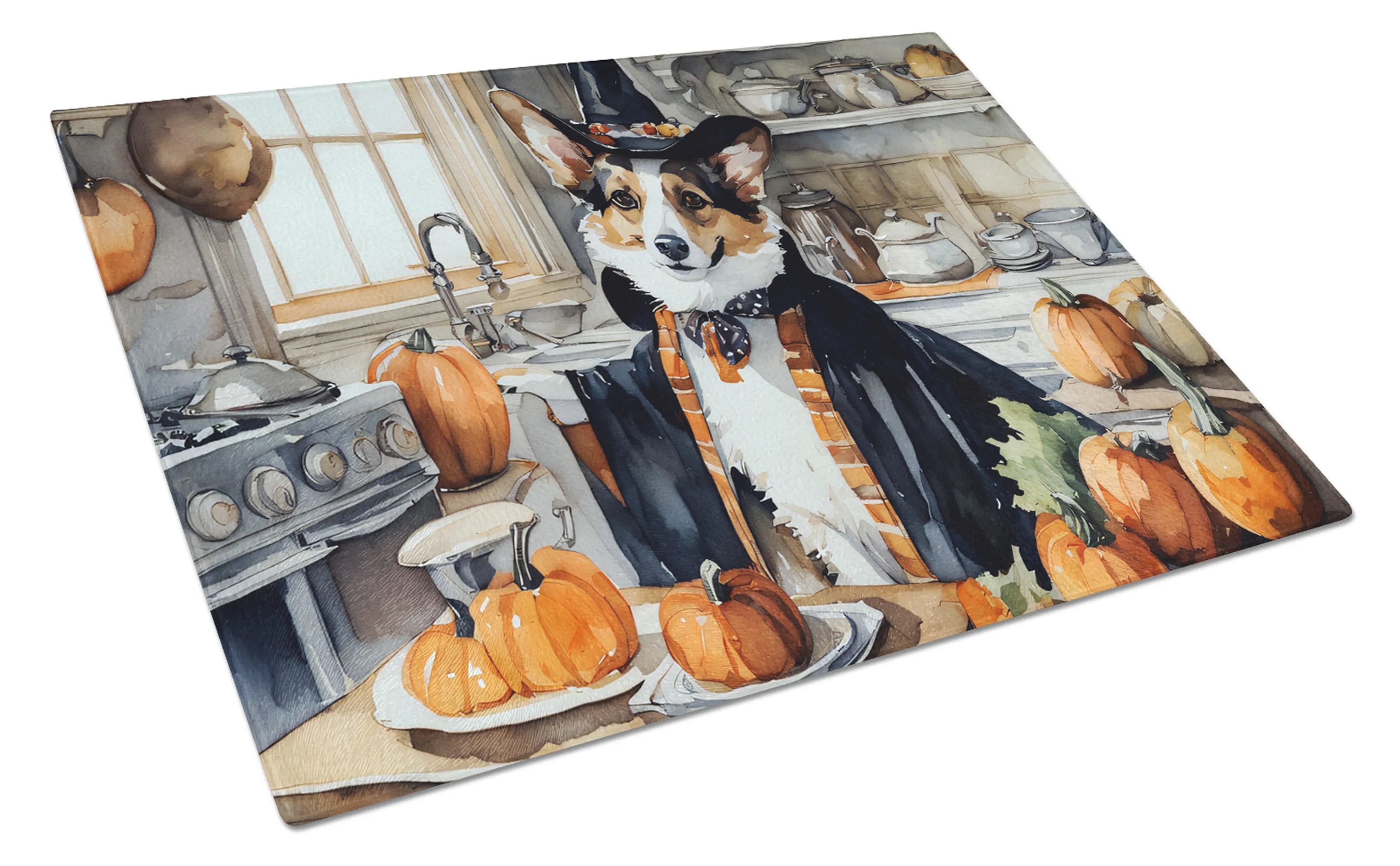 Fall Kitchen Pumpkin Pie Glass Cutting Board - Size: LARGE | Pack Of: 1 | Collection name: Fall kitchen pumpkin pie