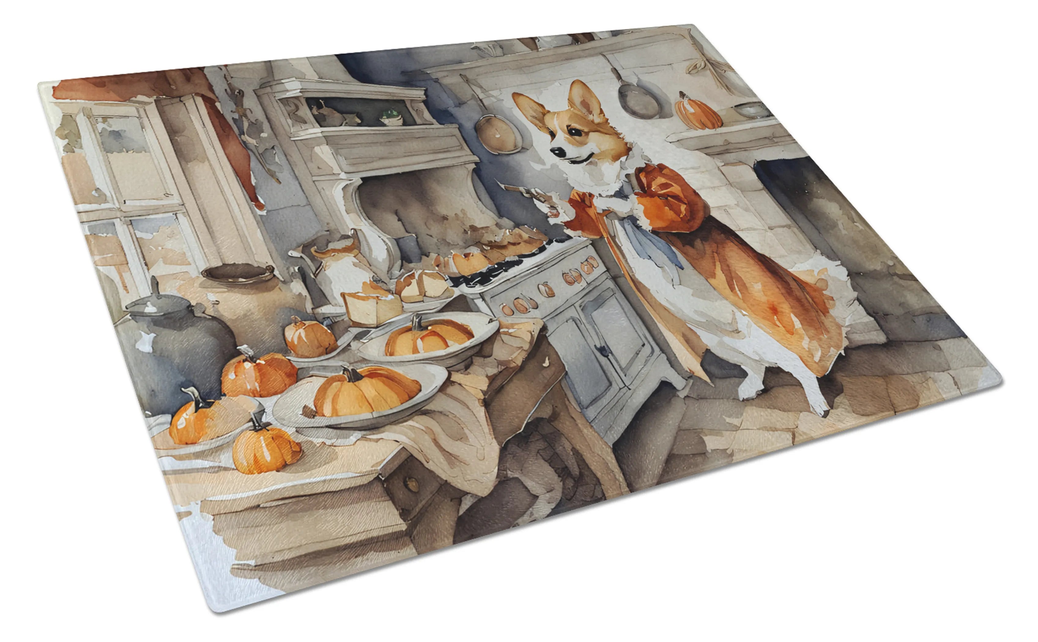 Fall Kitchen Pumpkin Pie Glass Cutting Board - Size: LARGE | Pack Of: 1 | Collection name: Fall kitchen pumpkin pie