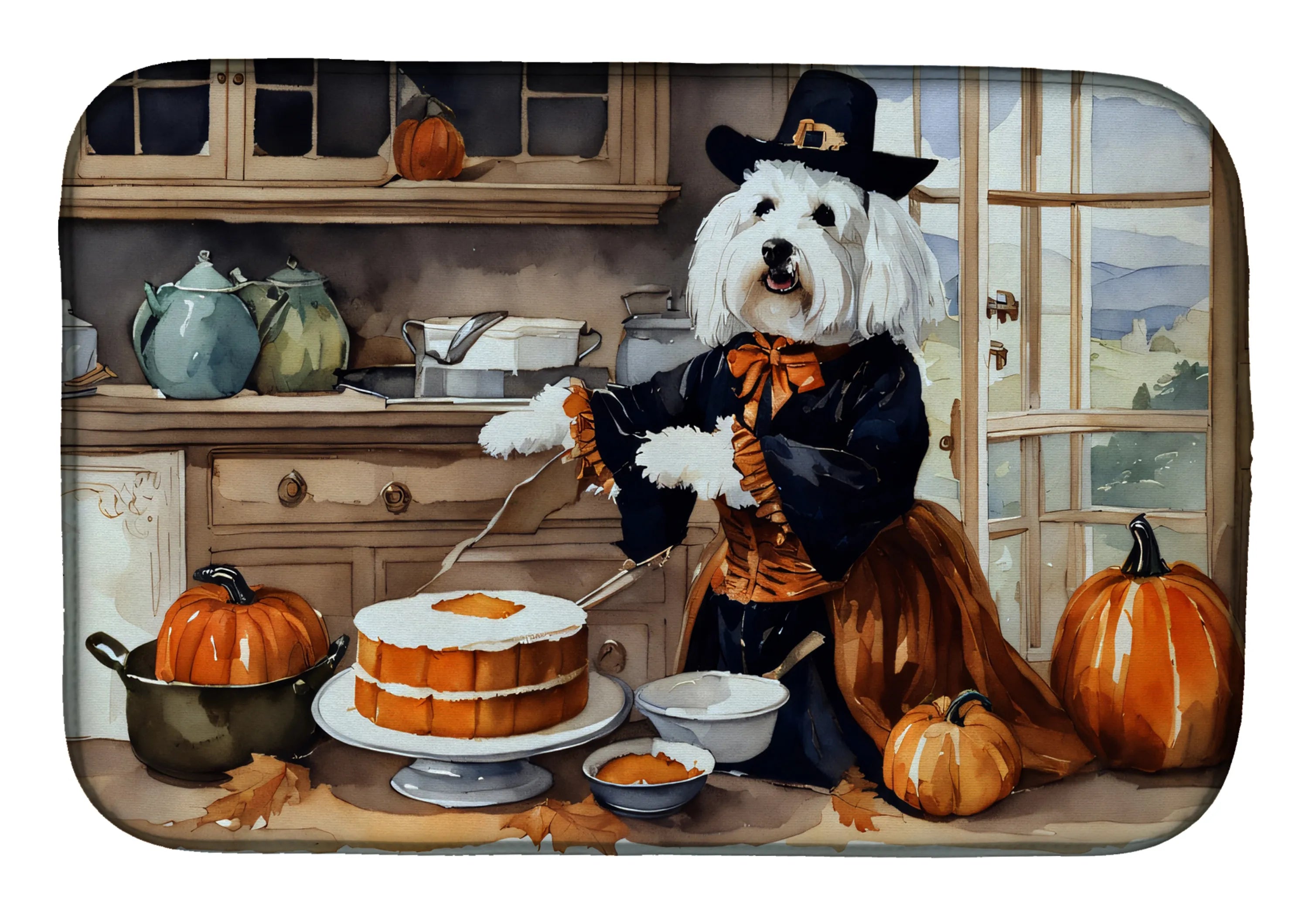 Fall Kitchen Pumpkin Pie Dish Drying Mat - Size: 14  X 21" | Pack Of: 1 | Collection name: Fall kitchen pumpkin pie