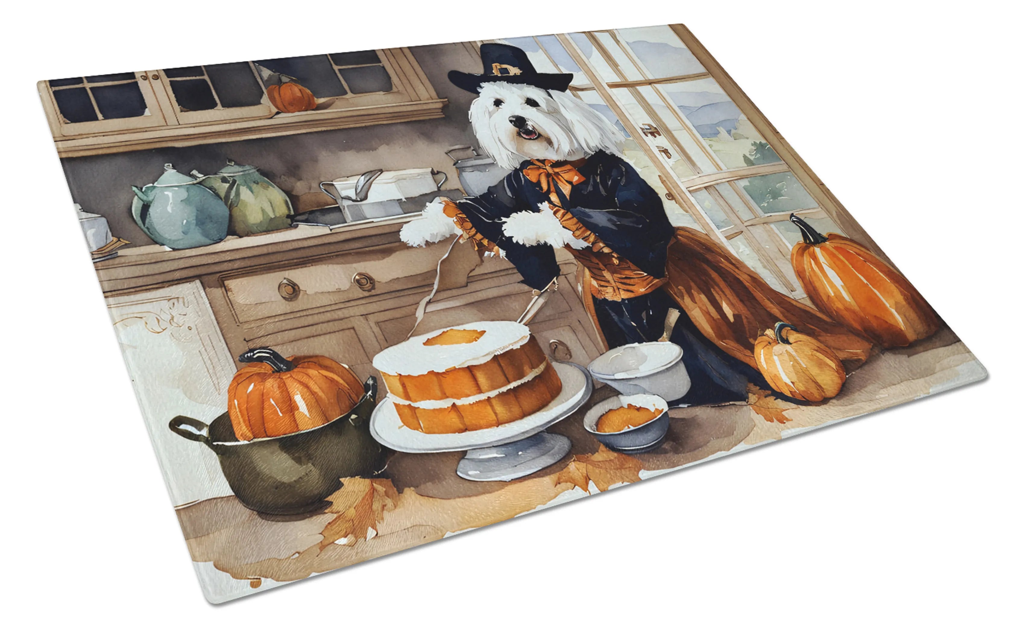 Fall Kitchen Pumpkin Pie Glass Cutting Board - Size: LARGE | Pack Of: 1 | Collection name: Fall kitchen pumpkin pie