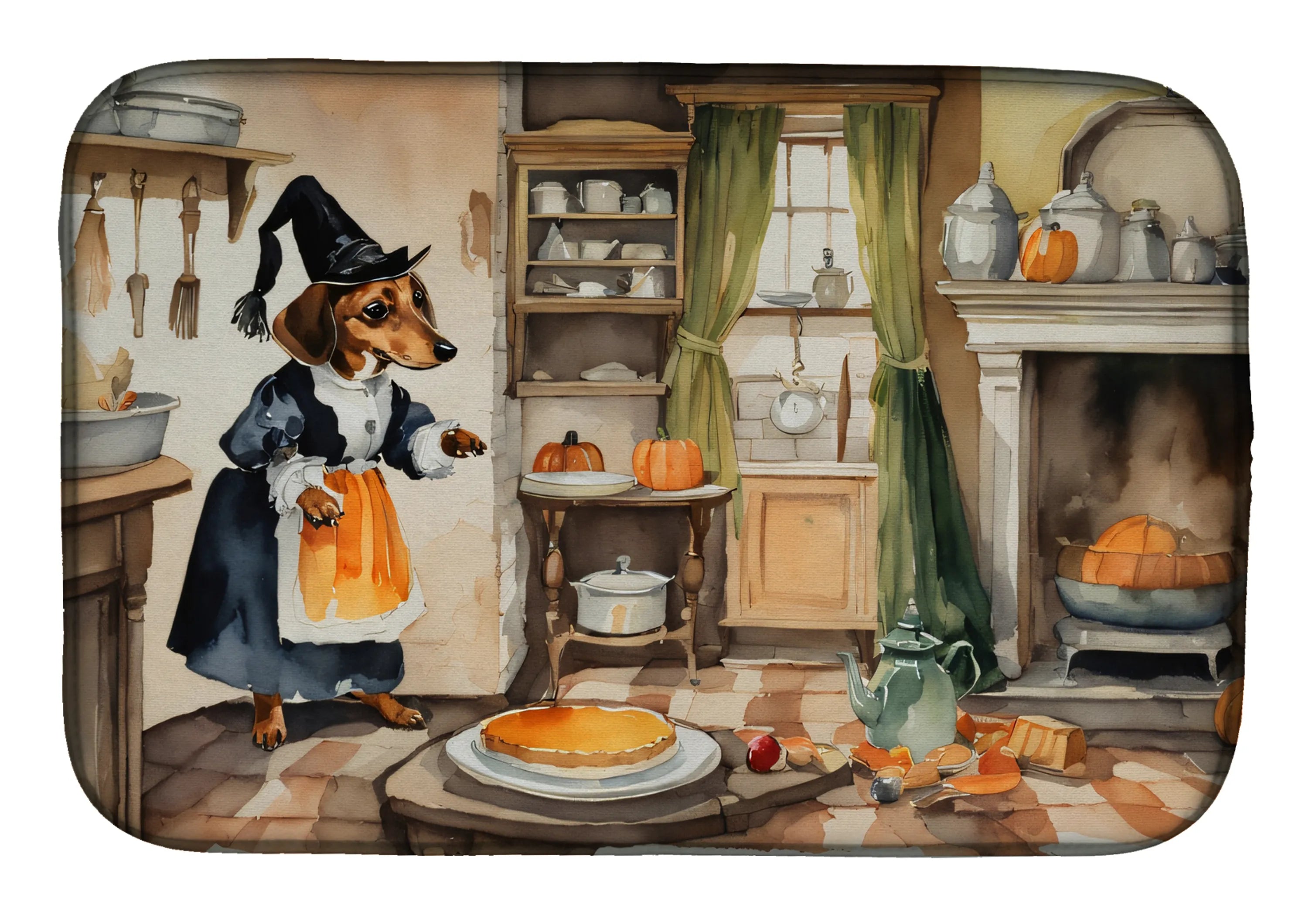 Fall Kitchen Pumpkin Pie Dish Drying Mat - Size: 14  X 21" | Pack Of: 1 | Collection name: Fall kitchen pumpkin pie
