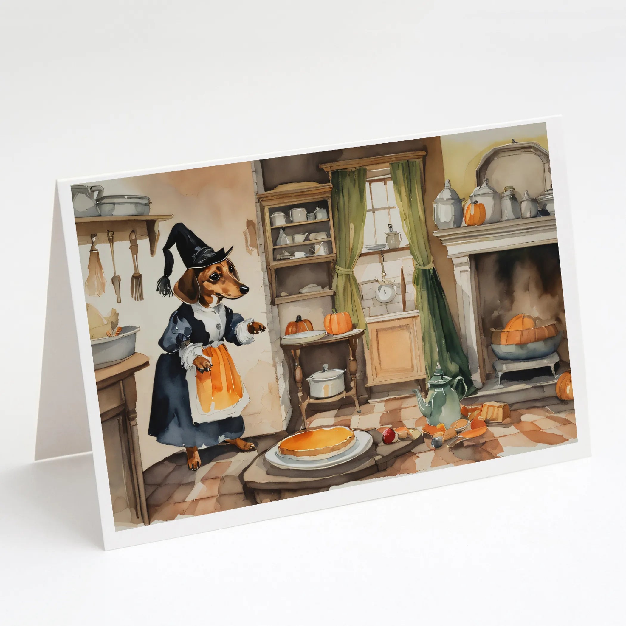 Fall Kitchen Pumpkin Pie Greeting Cards  - Size: 5X7 | Pack Of: 1 | Collection name: Fall kitchen pumpkin pie