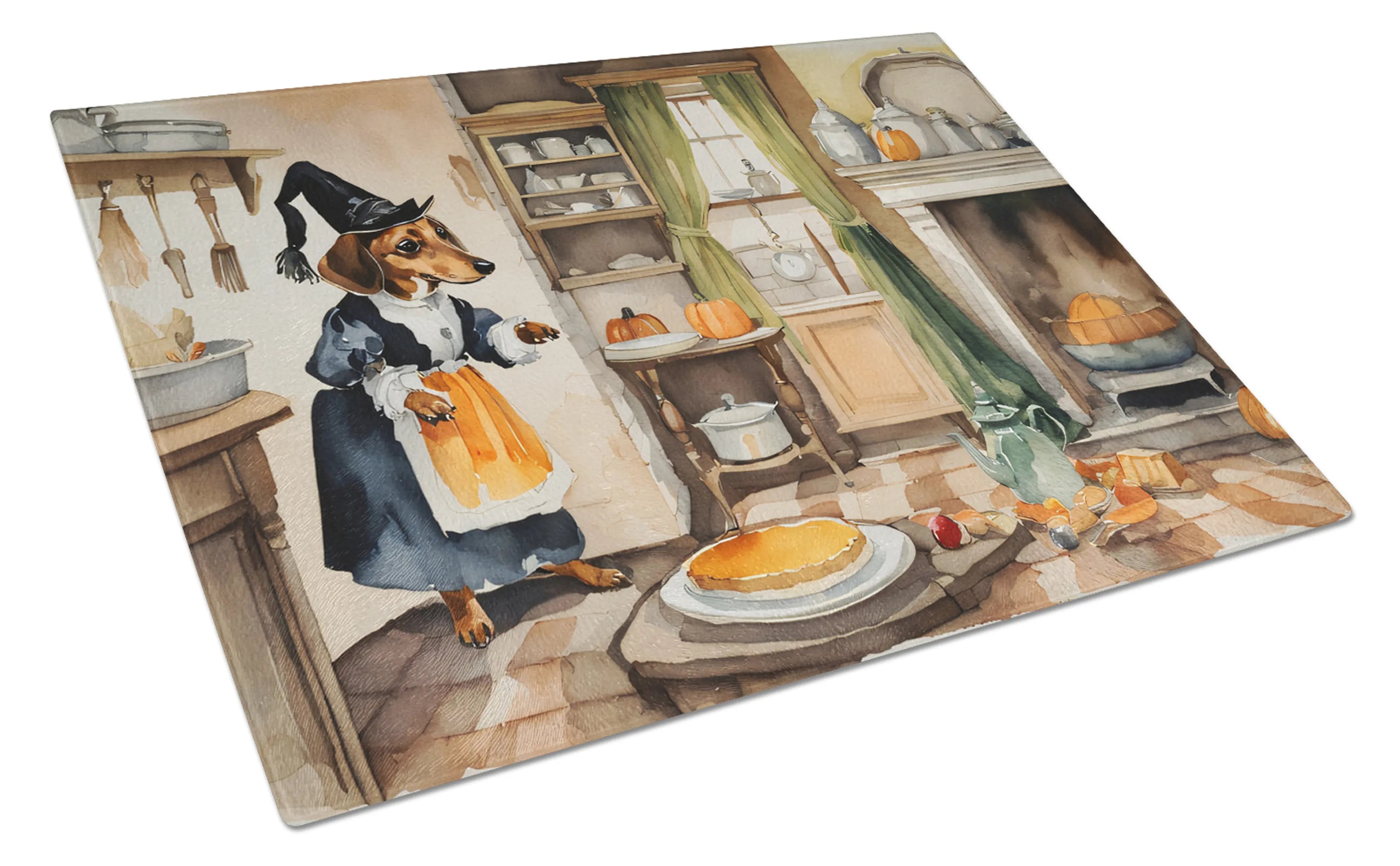 Fall Kitchen Pumpkin Pie Glass Cutting Board - Size: LARGE | Pack Of: 1 | Collection name: Fall kitchen pumpkin pie