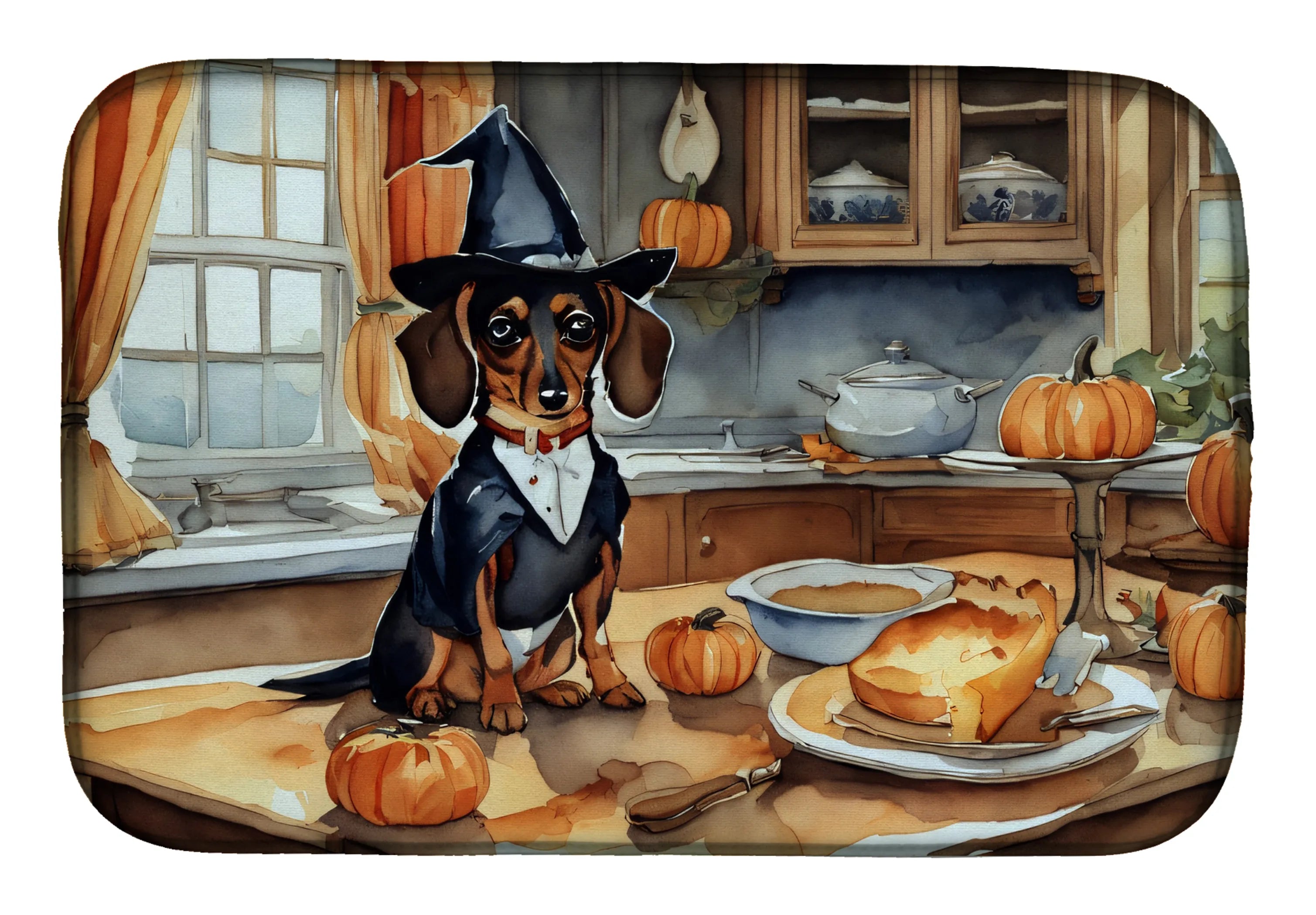 Fall Kitchen Pumpkin Pie Dish Drying Mat - Size: 14  X 21" | Pack Of: 1 | Collection name: Fall kitchen pumpkin pie
