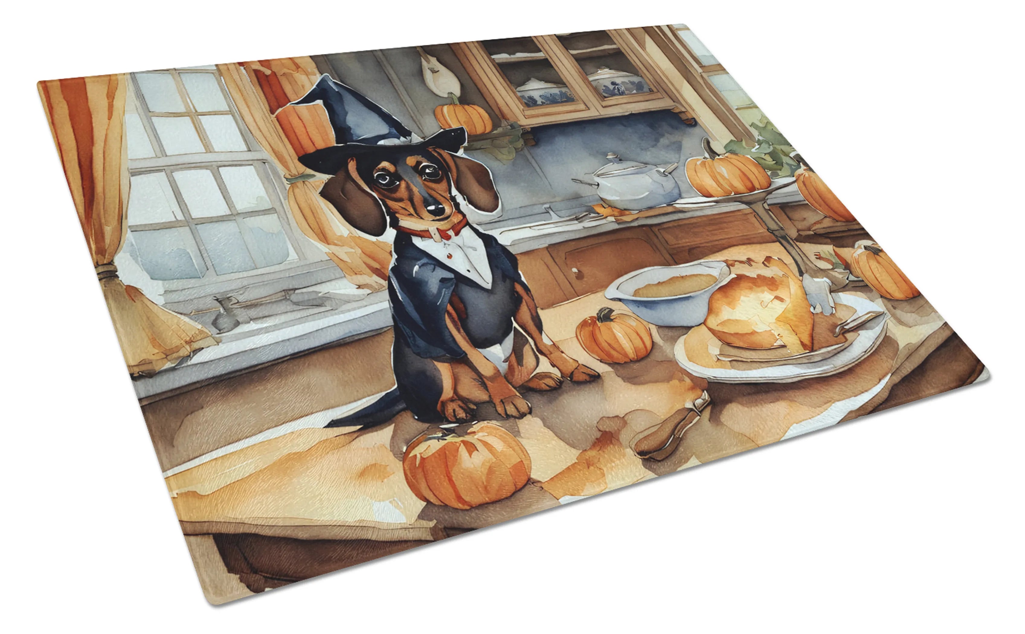 Fall Kitchen Pumpkin Pie Glass Cutting Board - Size: LARGE | Pack Of: 1 | Collection name: Fall kitchen pumpkin pie