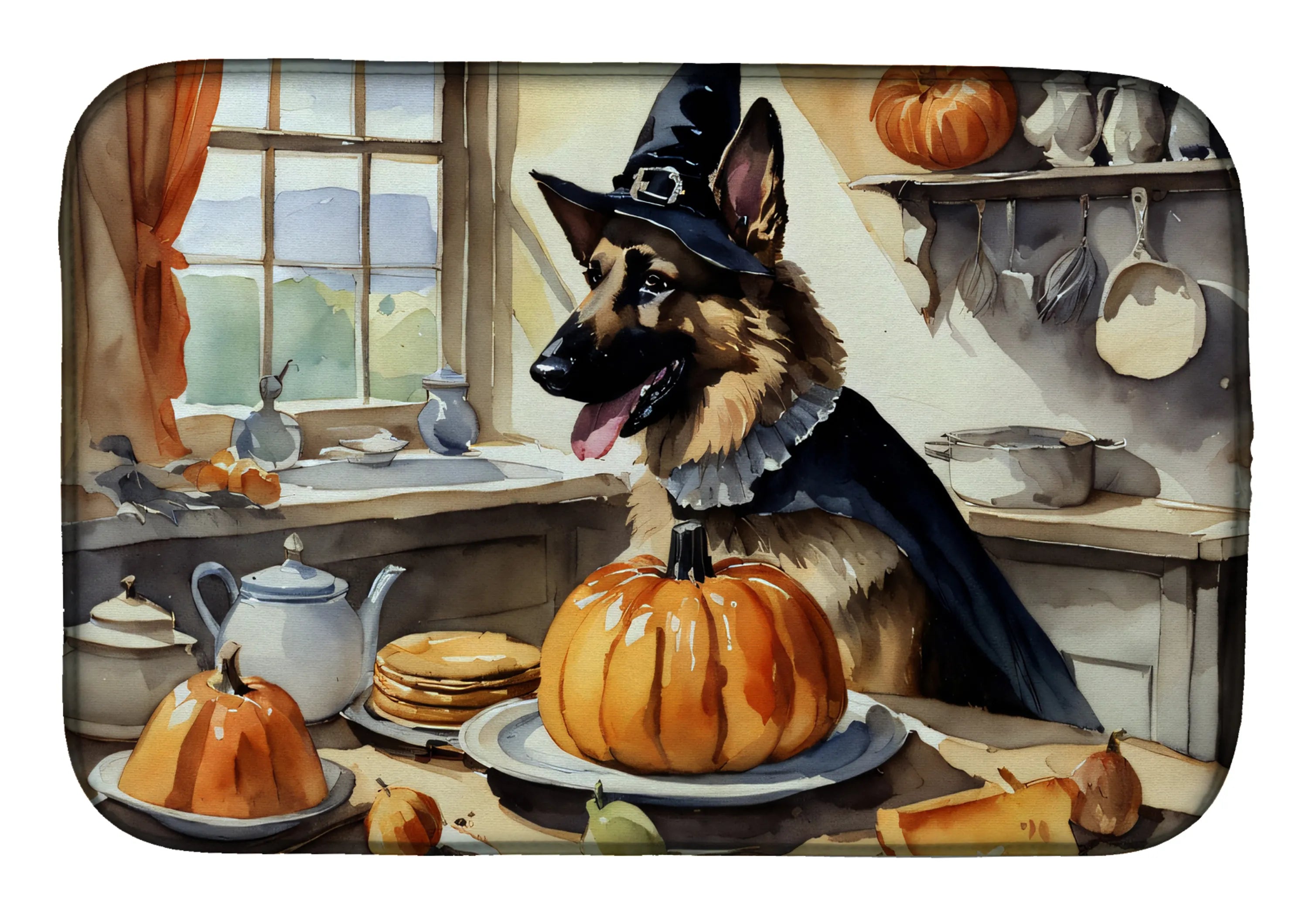 Fall Kitchen Pumpkin Pie Dish Drying Mat - Size: 14  X 21" | Pack Of: 1 | Collection name: Fall kitchen pumpkin pie