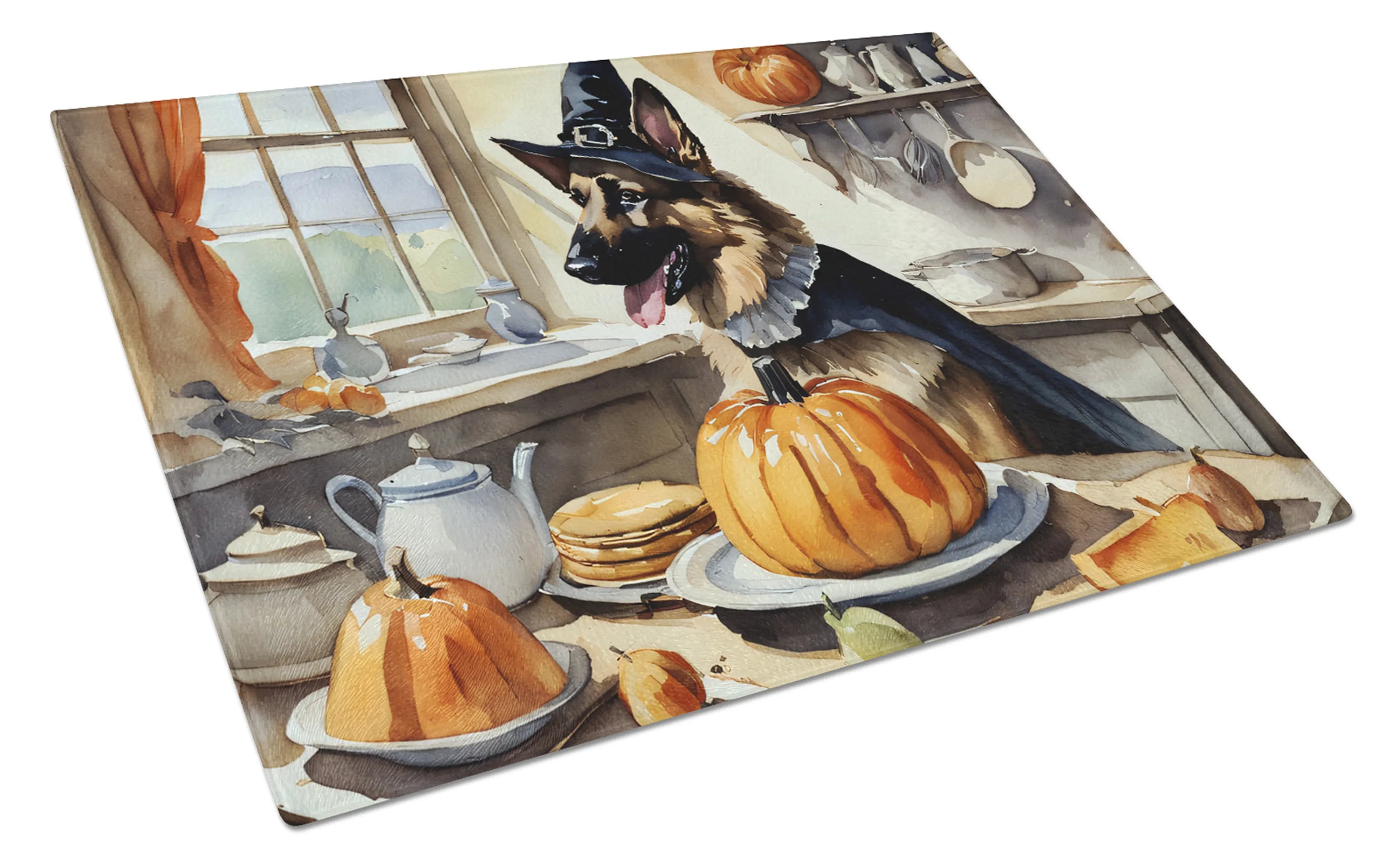 Fall Kitchen Pumpkin Pie Glass Cutting Board - Size: LARGE | Pack Of: 1 | Collection name: Fall kitchen pumpkin pie