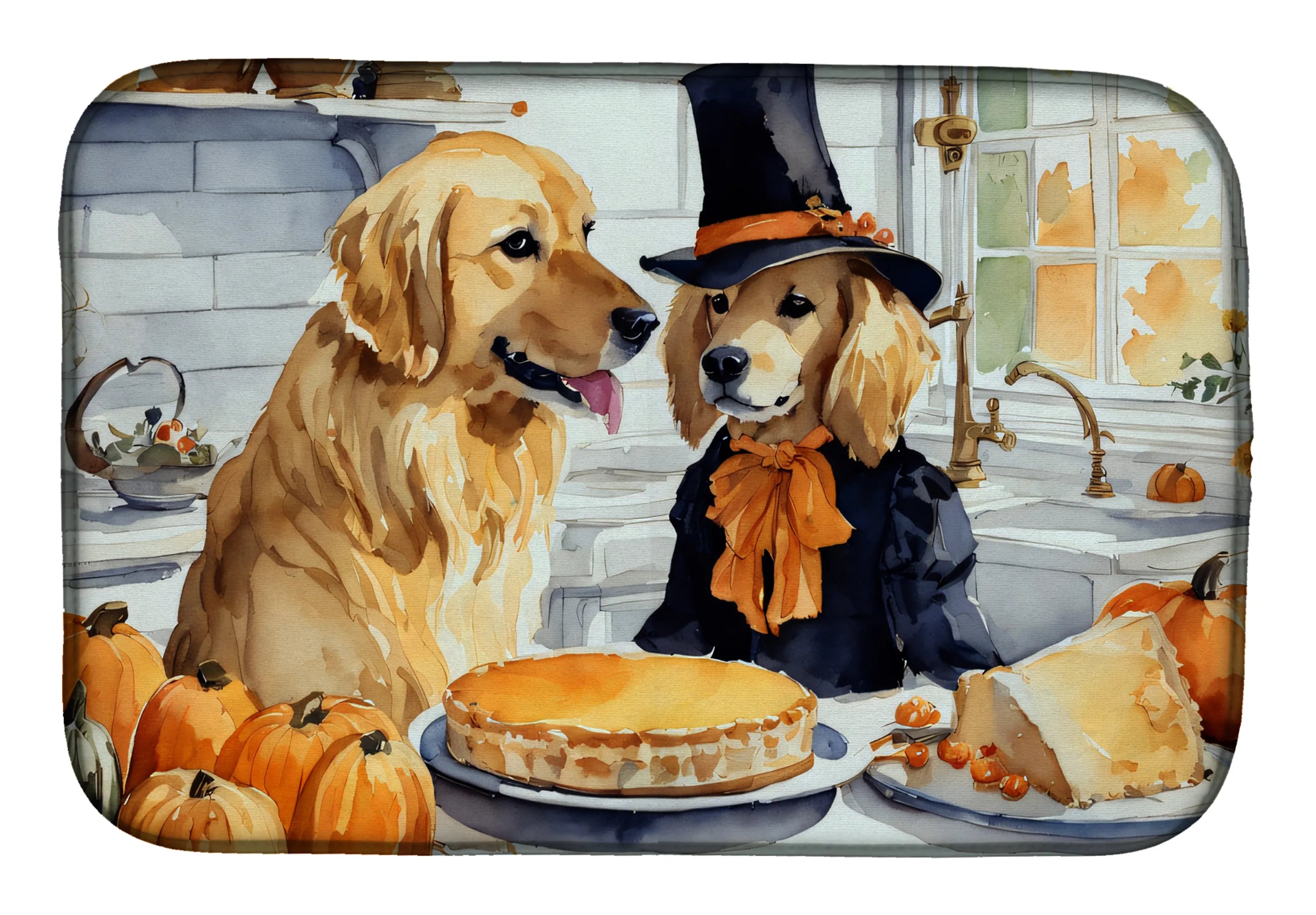Fall Kitchen Pumpkin Pie Dish Drying Mat - Size: 14  X 21" | Pack Of: 1 | Collection name: Fall kitchen pumpkin pie