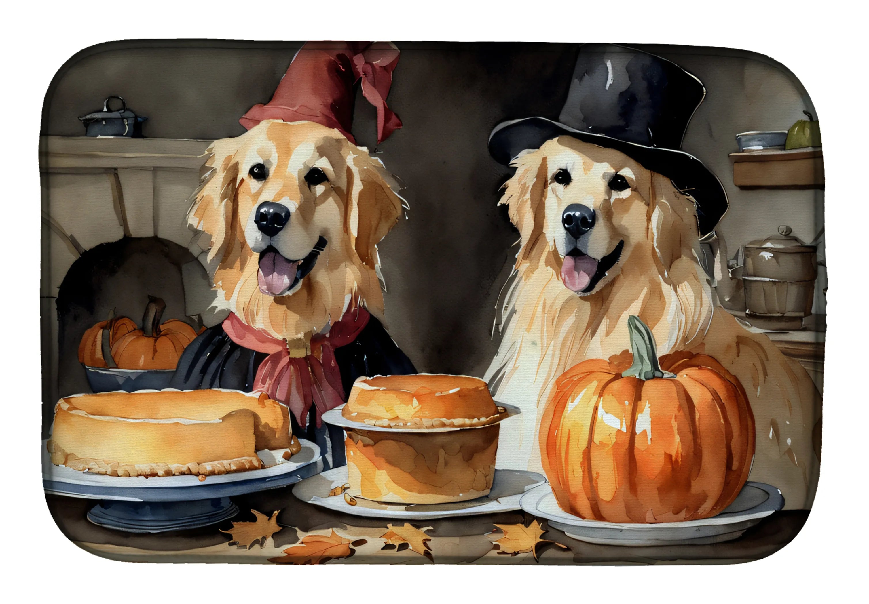 Fall Kitchen Pumpkin Pie Dish Drying Mat - Size: 14  X 21" | Pack Of: 1 | Collection name: Fall kitchen pumpkin pie