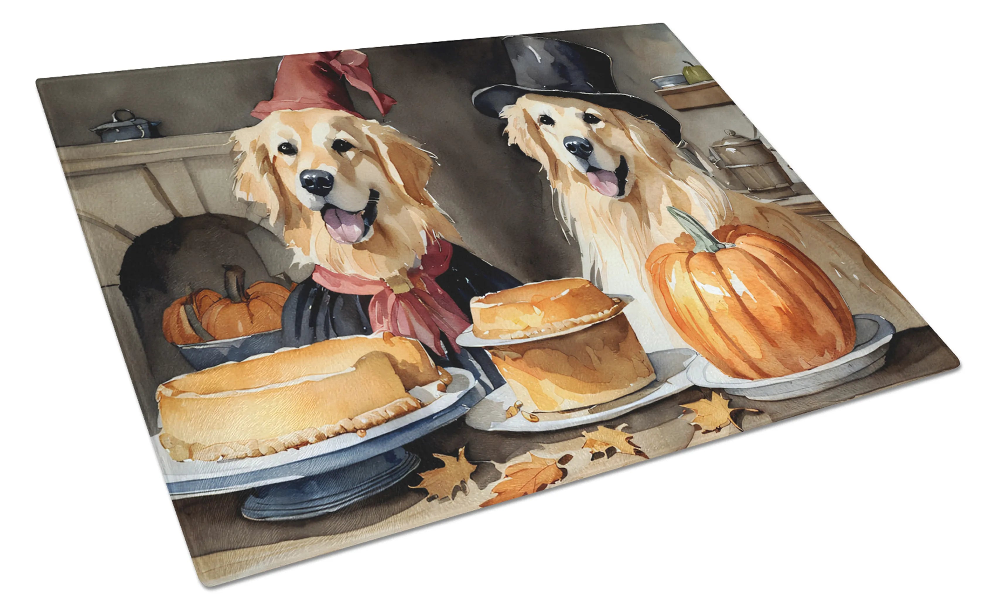 Fall Kitchen Pumpkin Pie Glass Cutting Board - Size: LARGE | Pack Of: 1 | Collection name: Fall kitchen pumpkin pie