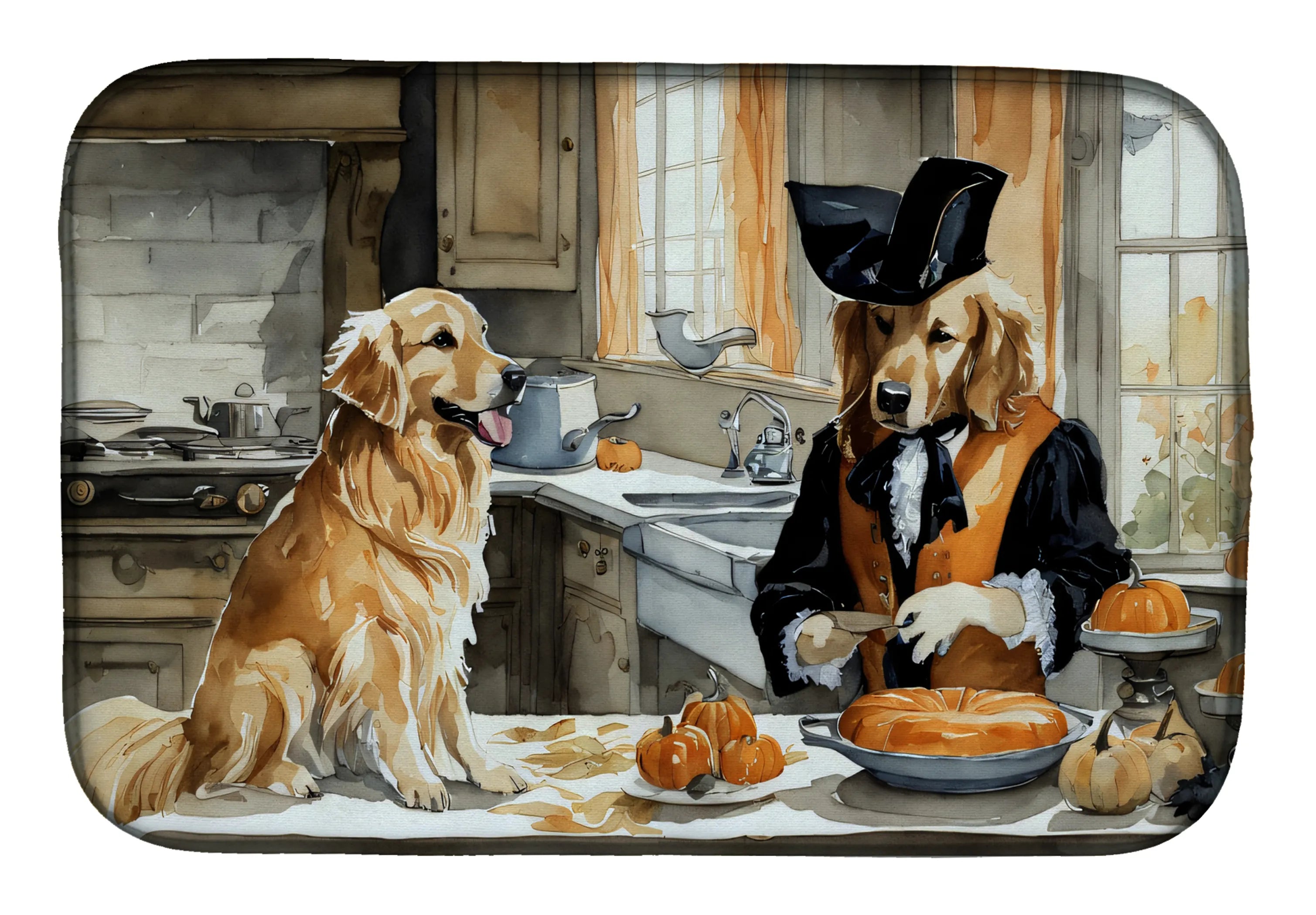 Fall Kitchen Pumpkin Pie Dish Drying Mat - Size: 14  X 21" | Pack Of: 1 | Collection name: Fall kitchen pumpkin pie