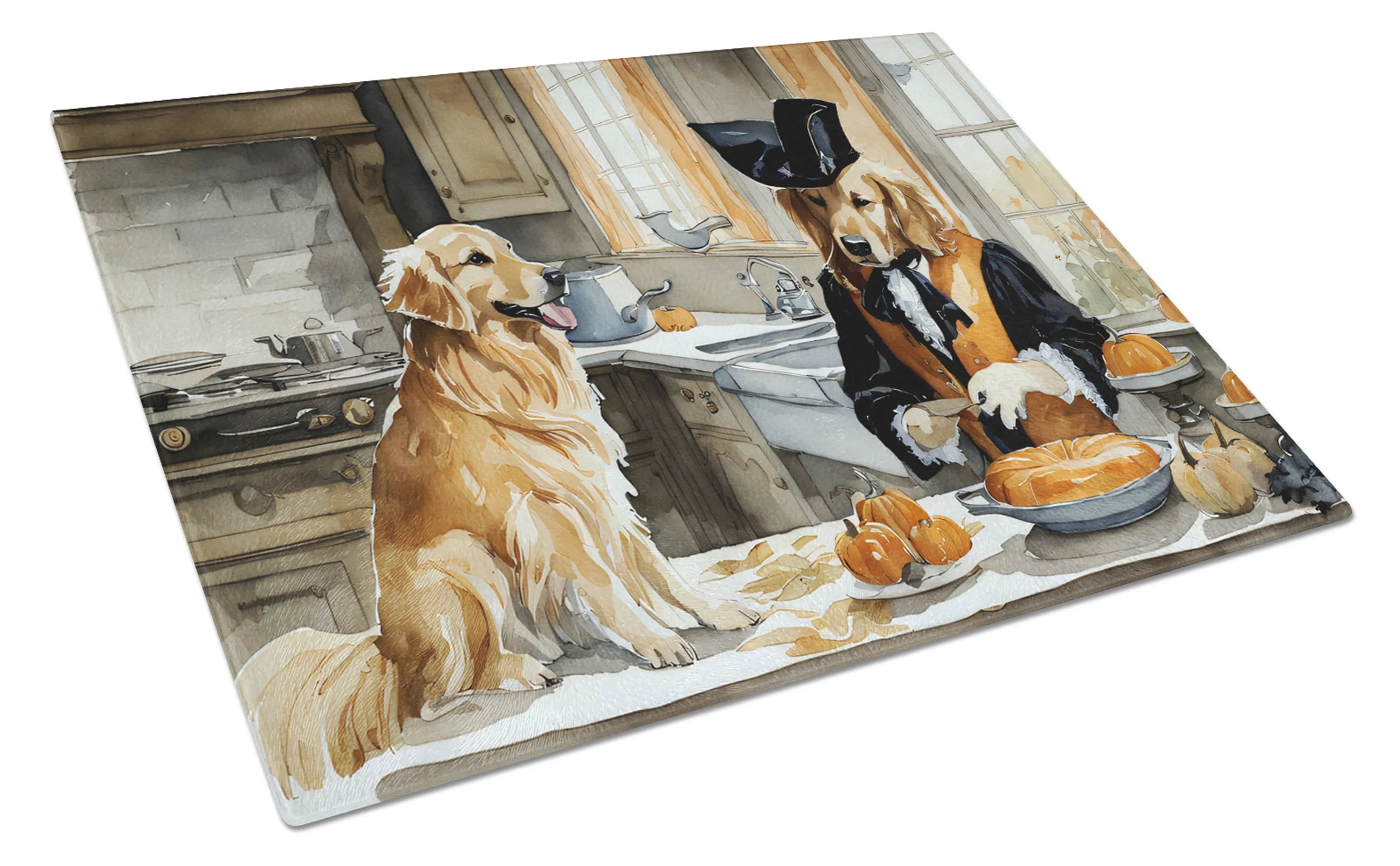 Fall Kitchen Pumpkin Pie Glass Cutting Board - Size: LARGE | Pack Of: 1 | Collection name: Fall kitchen pumpkin pie