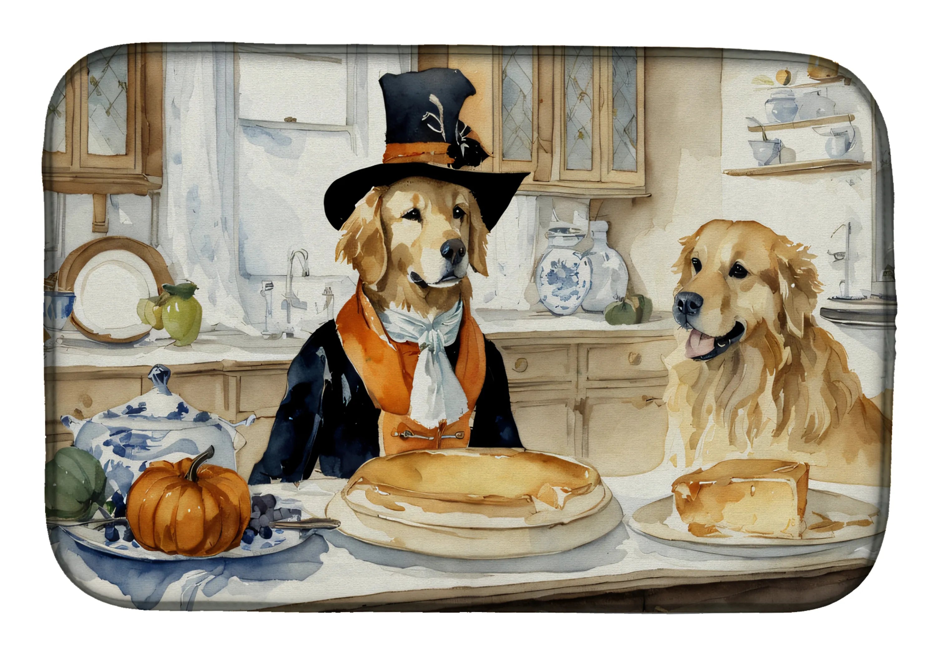 Fall Kitchen Pumpkin Pie Dish Drying Mat - Size: 14  X 21" | Pack Of: 1 | Collection name: Fall kitchen pumpkin pie