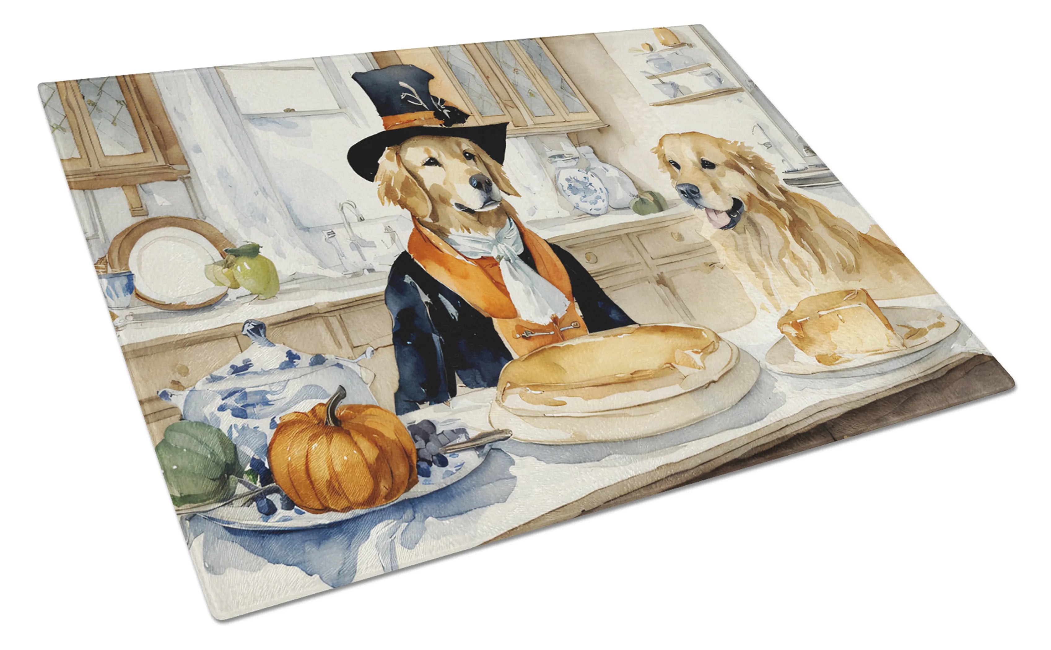 Fall Kitchen Pumpkin Pie Glass Cutting Board - Size: LARGE | Pack Of: 1 | Collection name: Fall kitchen pumpkin pie